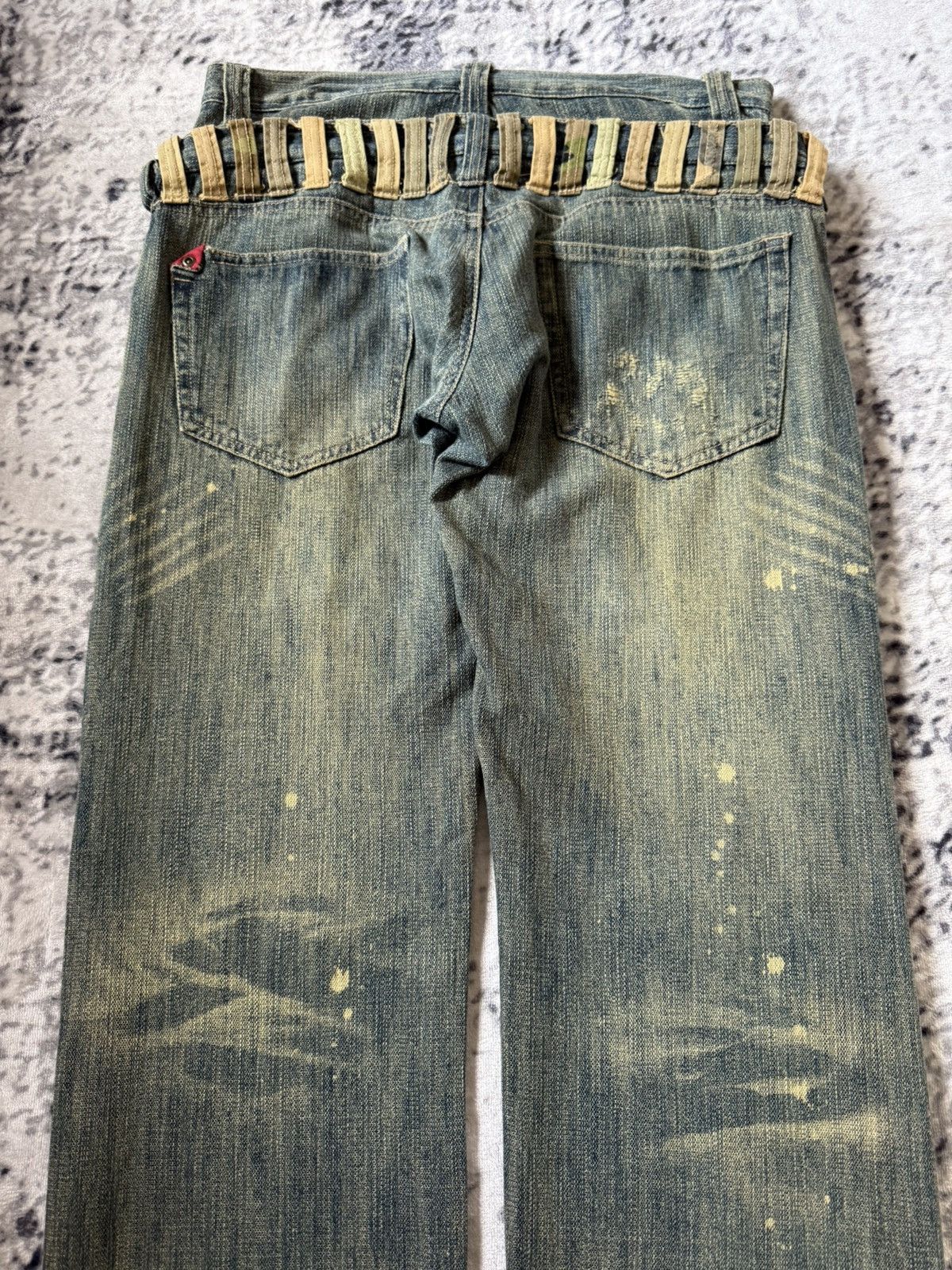 20471120 Gumu Japan Green Mud Wash Double Waist Double Studs Jeans Size US 32 / EU 48 - 13 Thumbnail