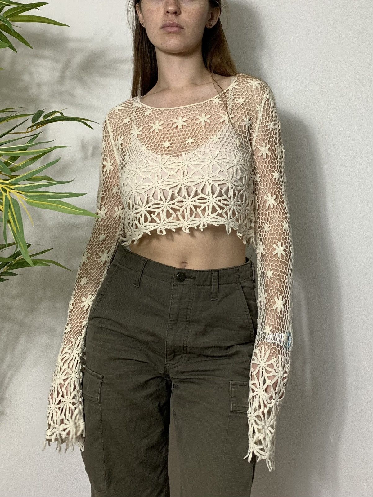 VINTAGE AVANT GARDE MESH FLOWERS STYLE LONG SLEEVE