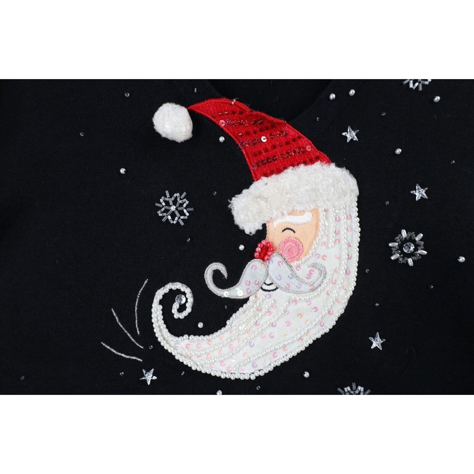 Vintage Vintage 90s Streetwear Christmas Santa Claus Moon Sweater Size L / US 10 / IT 46 - 4 Thumbnail