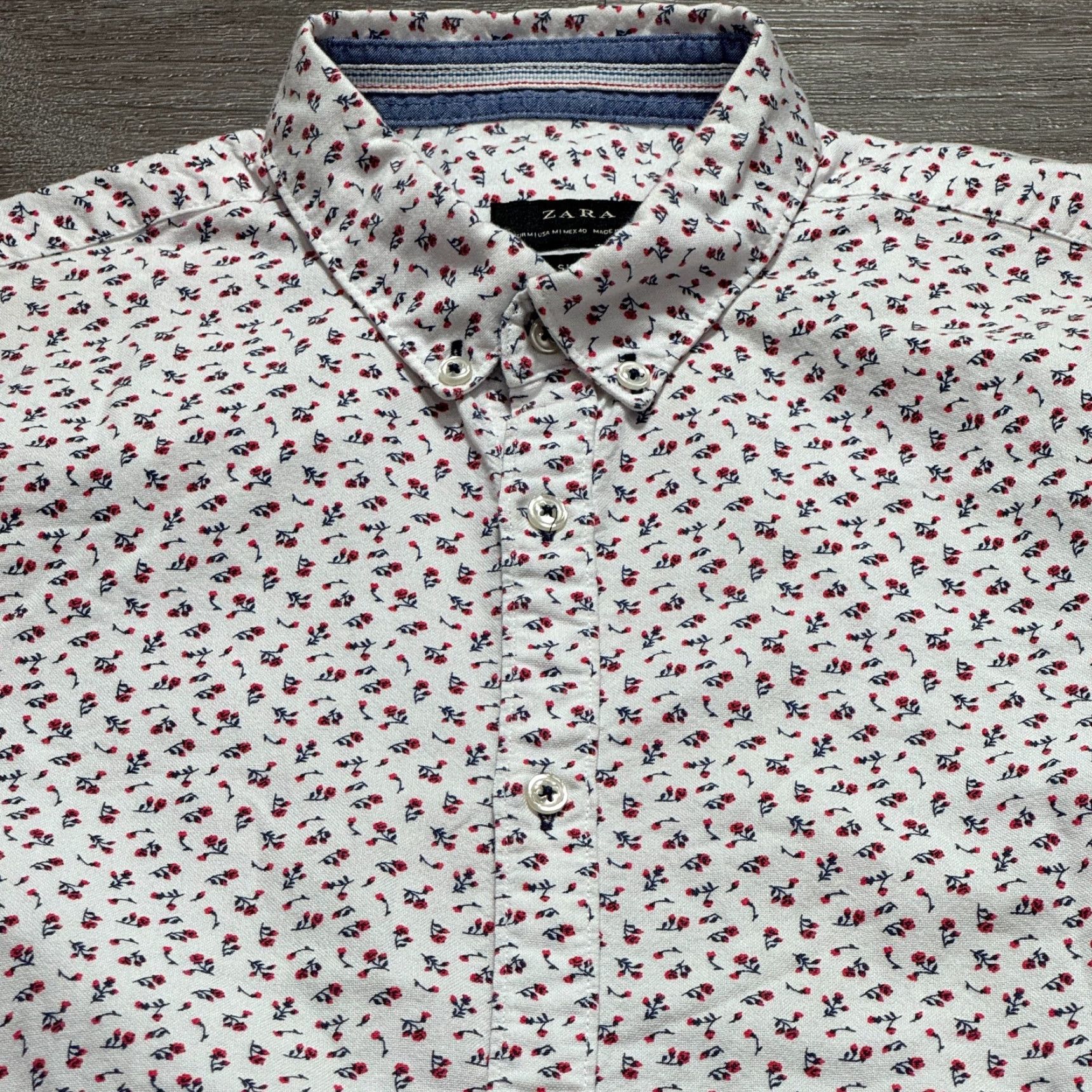 Zara Zara Shirt Mens Medium Short Sleeve Button Up Floral Slim Preppy Multicolor Cotton Knit Casual Summer 90s Floral Zara Mens Shirt Size US M / EU 48-50 / 2 - 2 Thumbnail