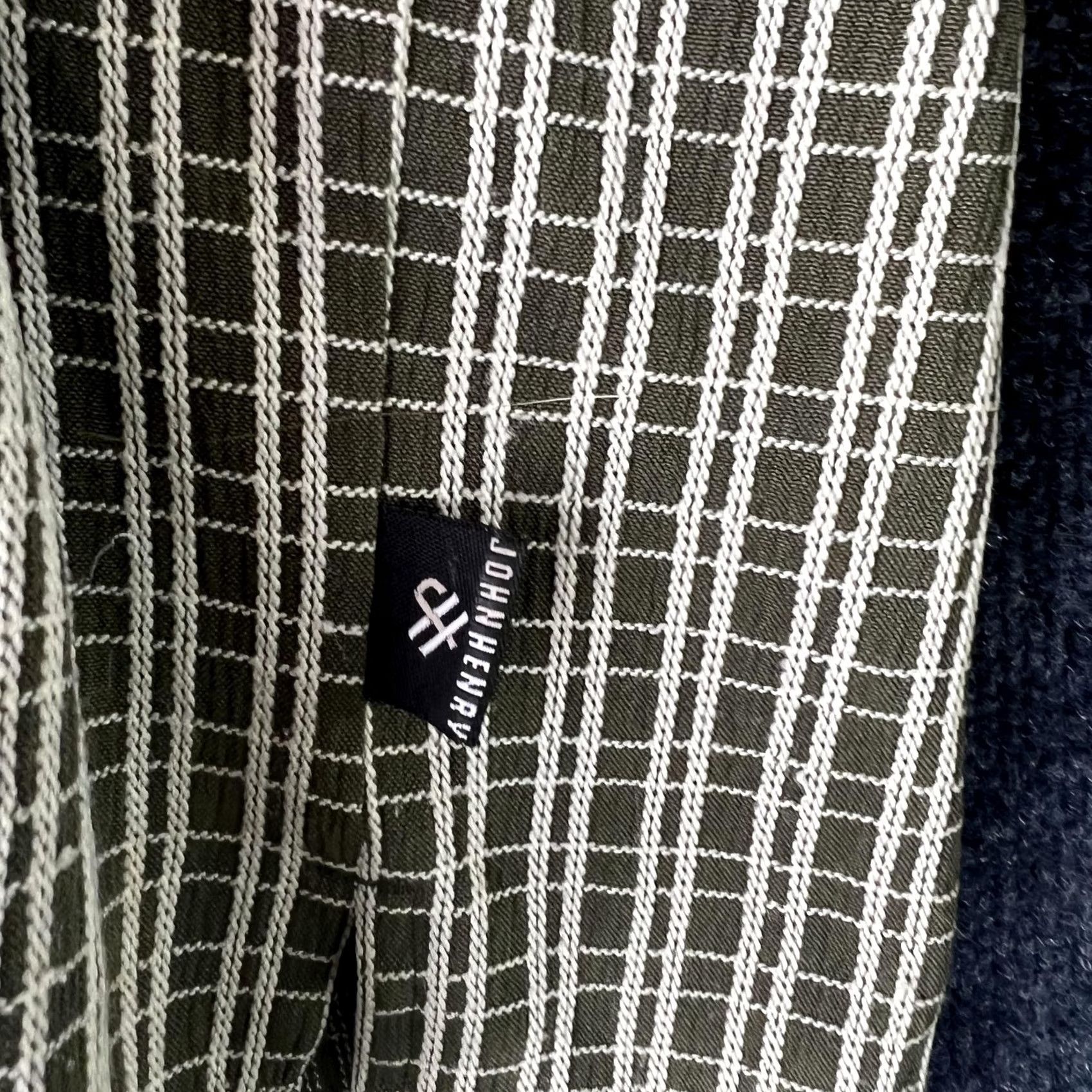 Vintage John Henry Shirt Mens XL Green Windowpane Short Sleeve Button Front Pocket Top Size US XL / EU 56 / 4 - 4 Thumbnail