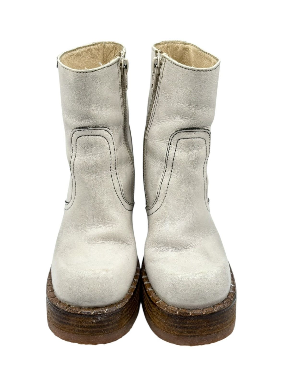 Cowboy Equipment Vintage Destroy cream block platform boots Size 35 Size US 5 / IT 35 - 2 Thumbnail