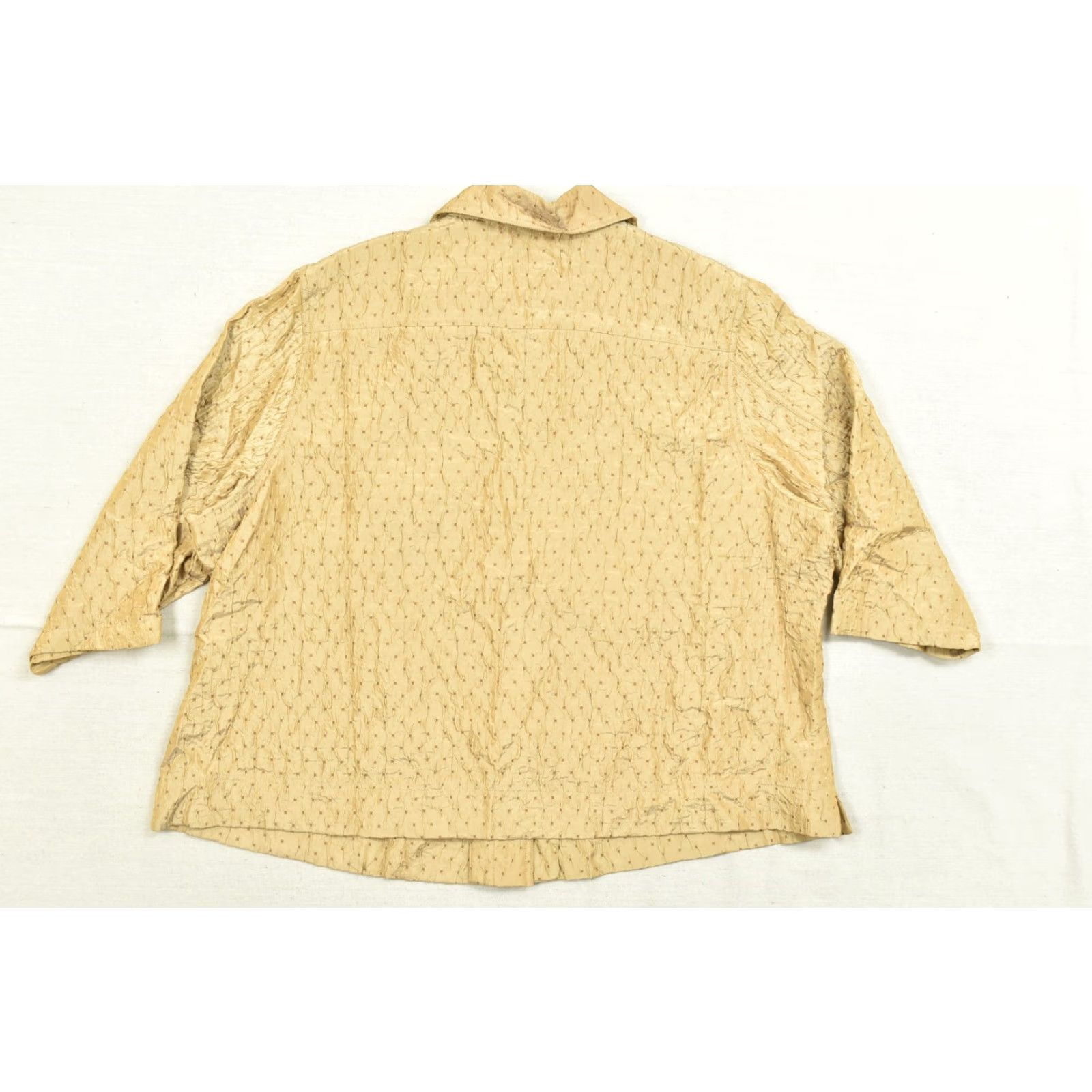 Vintage Lane Bryant Blouse Shirt Women 26 Plus Tan Crinkle Textured Button Front Long Sleeve Casual Size 4XL / US 24-26 - 2 Thumbnail