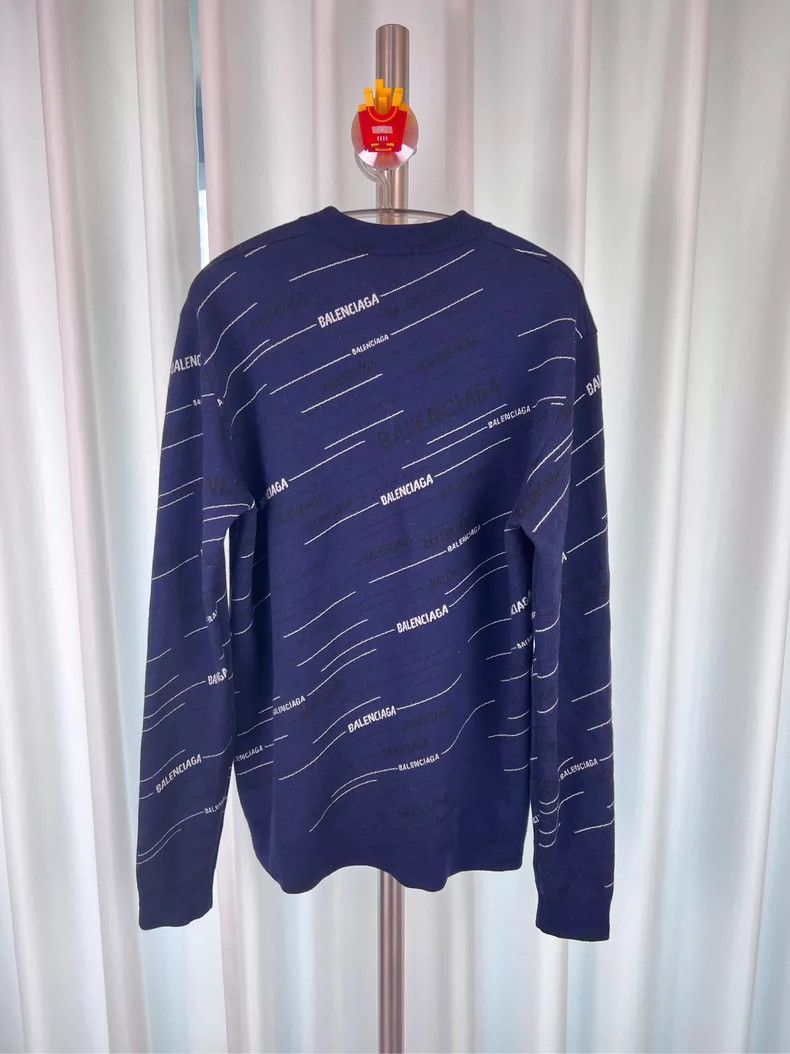 Balenciaga Balenciaga Blue-purple barrage logo wool sweater Size US M / EU 48-50 / 2 - 2 Thumbnail