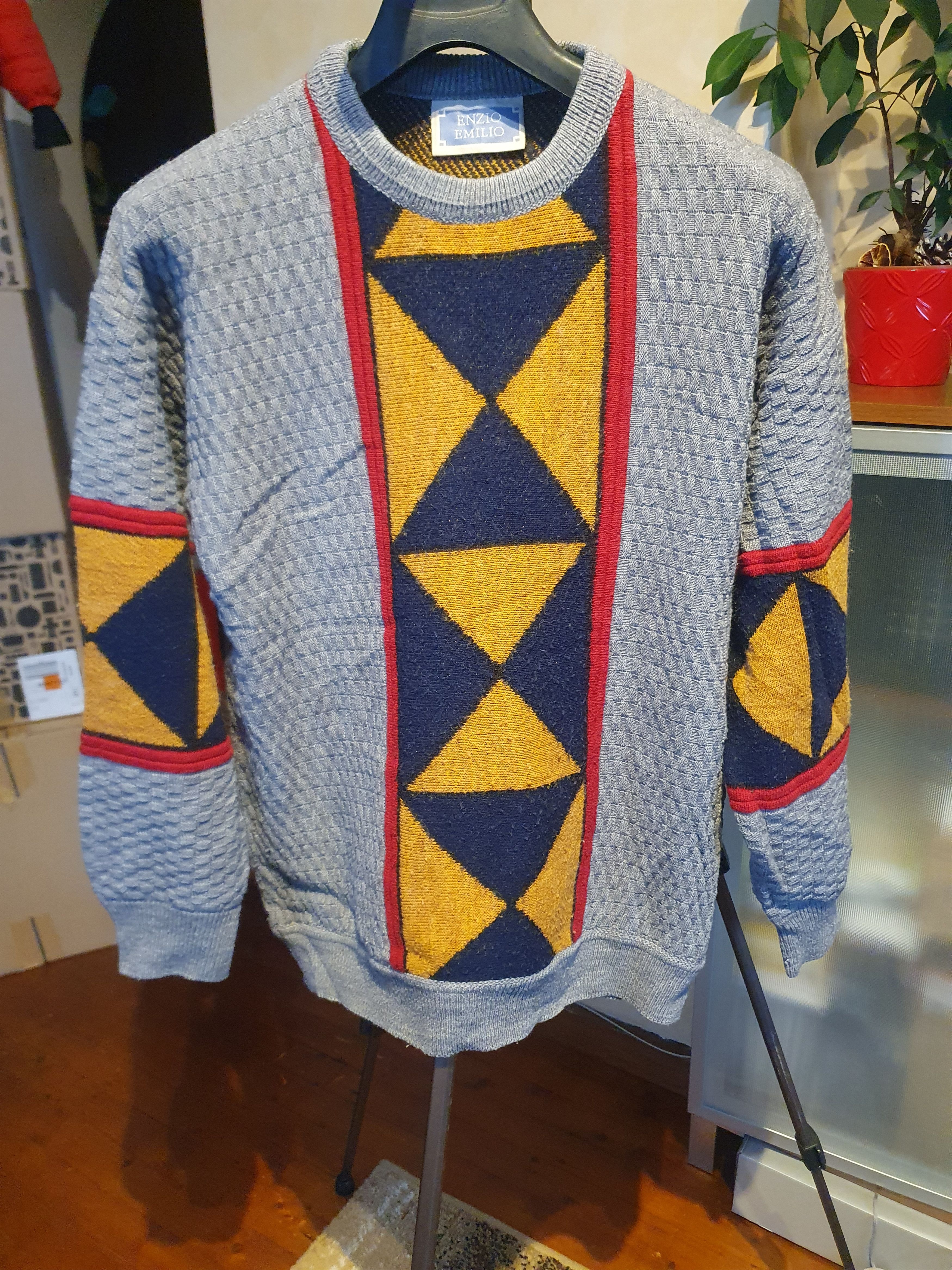 Vintage Enzio Emilio Vintage Sweater Geometric Pattern sz L? Size US L / EU 52-54 / 3 - 1 Thumbnail