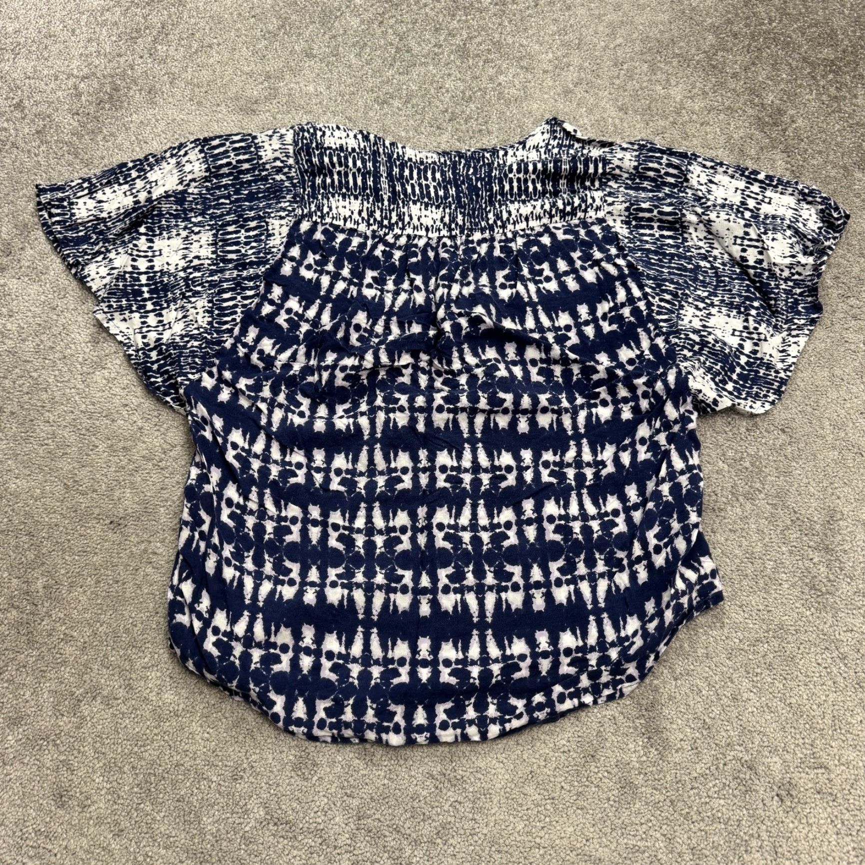 Vintage VINTAGE Beach Lunch Lounge Blouse Shirt Womens 1X Blue White Boho Tie-Dye Dolman Sleeve V-Neck Casual Beach Peasant Top Mens? Size XL / US 12-14 / IT 48-50 - 3 Thumbnail