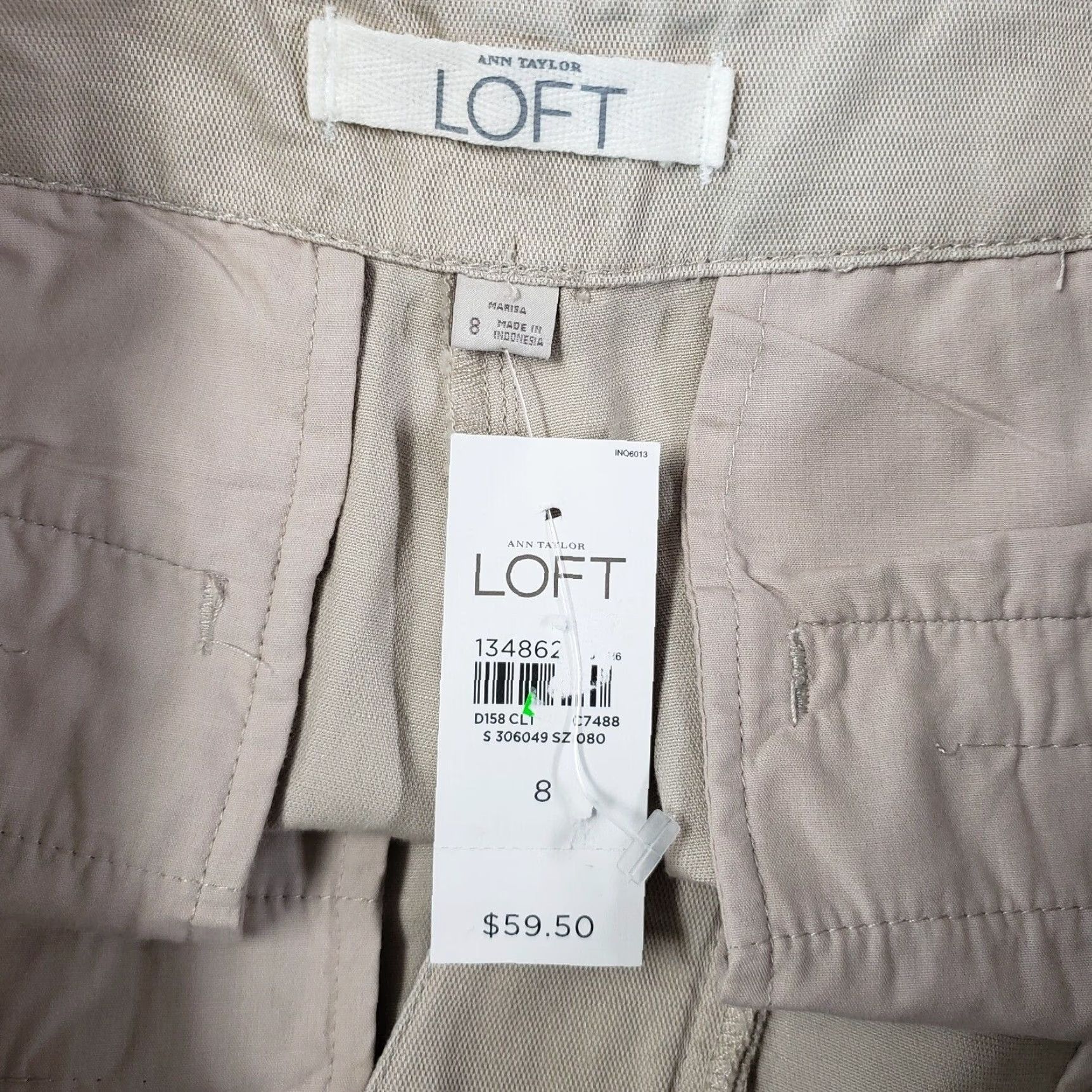 Loft Ann Taylor LOFT Womens Marisa Pants Sz 8 Beige Mid Rise Cotton Linen Blend Size 30" / US 8 / IT 44 - 7 Thumbnail