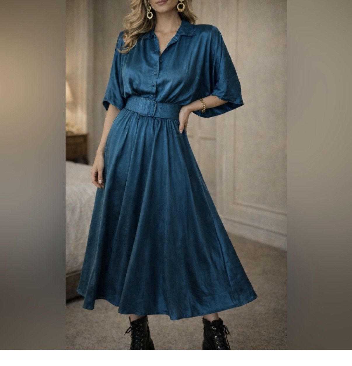 blue checkered dress shirt outfit Blue Batwing Dress | Miami Dress Designer