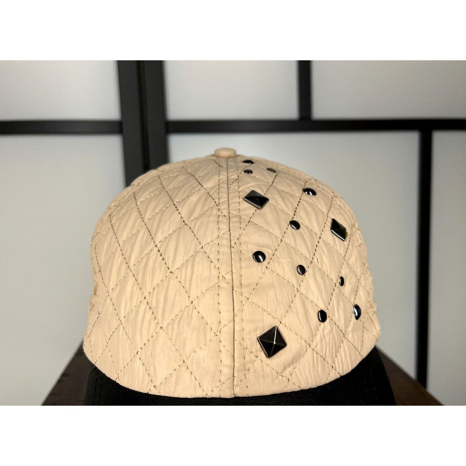 Vintage Bongo Hat Cap Strap Back Womens One Size Beige Beaded Bling Polyester Blend Hat Cap One Size Beige Beaded Rhinestone Strap Womens Size ONE SIZE - 2 Thumbnail