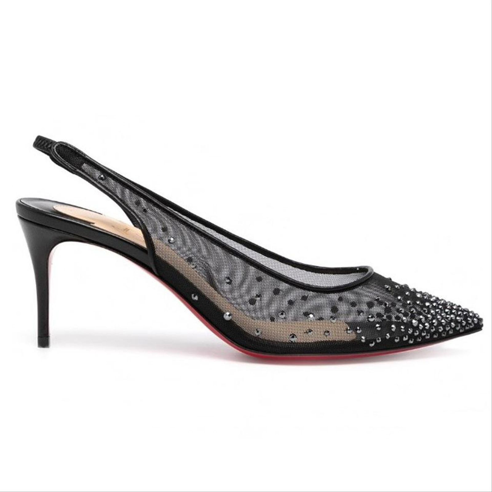 Christian Louboutin Follies Strass Sling 70 crystal embellished mesh pumps heels Size US 9 / IT 39 - 1 Thumbnail