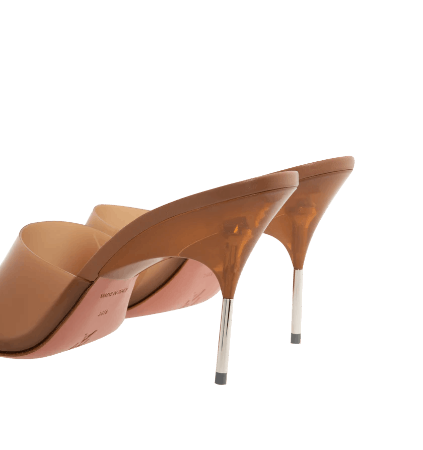 Amina Muaddi o1h1sh11225 Bianca Glass Slipper in Pvc Latte/Shiny Silver Size US 10 / IT 40 - 4 Thumbnail