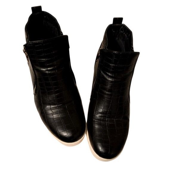 Other Black Croc-Embossed Dual Side Zip Wedge Sneakers Size 8.5 Size US 8.5 / IT 38.5 - 5 Thumbnail