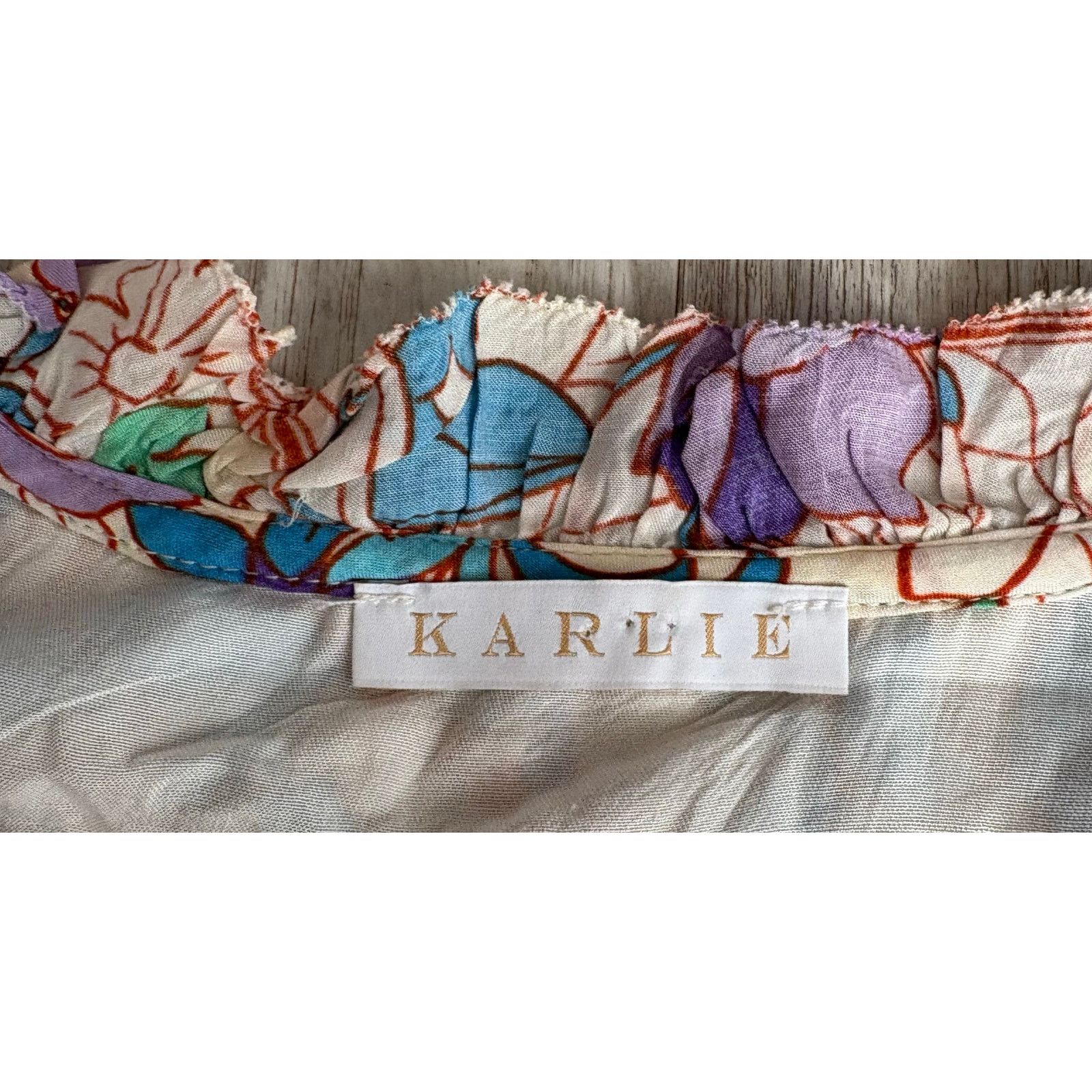 Other Karlie | Boho Abstract Colorful Floral Blouse | Small Size S / US 4 / IT 40 - 3 Thumbnail