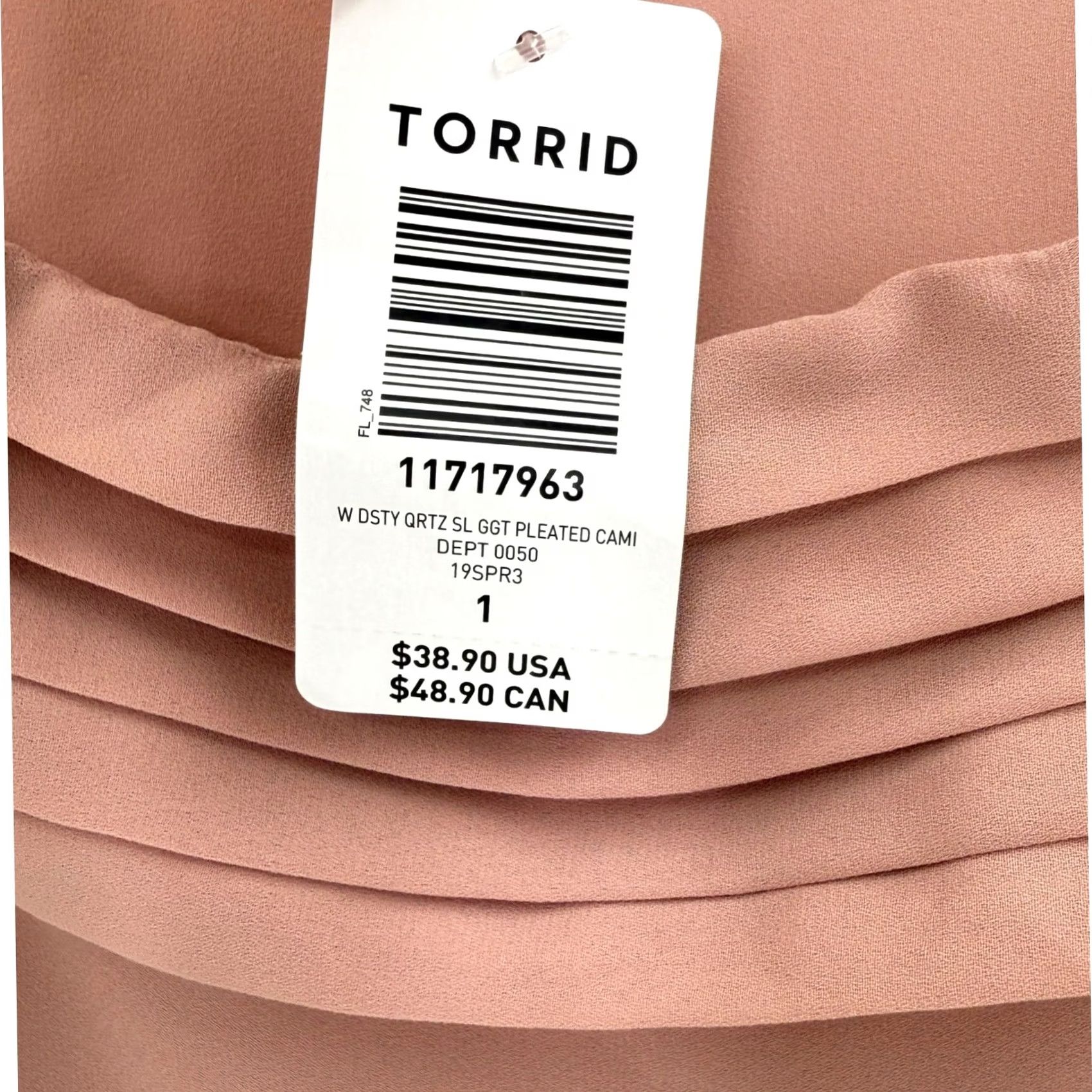 Torrid Torrid Top Womens 1 Pink NWT Plus Size Dusty Quartz Sleeveless Pleated Cami Tank FLAWS Size XS / US 0-2 / IT 36-38 - 6 Thumbnail