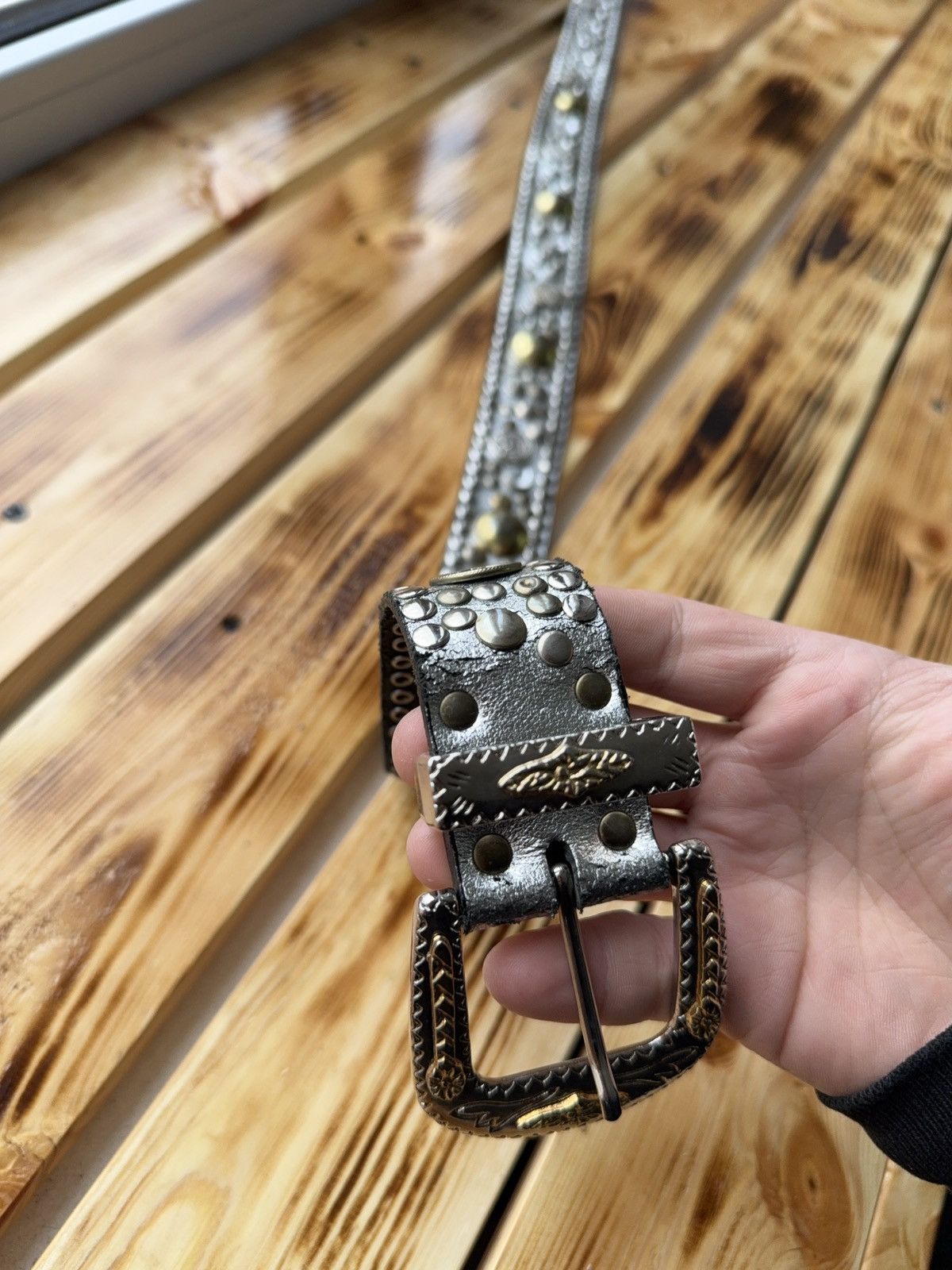 If Six Was Nine Vintage Japanese Studded Leather Punk Emo Rock Goth Y2K belt Size ONE SIZE - 8 Thumbnail