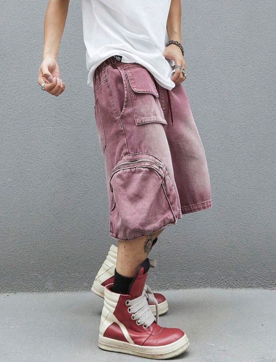 Vintage Faded Batik Red Drawstring Street Shorts Size US 30 / EU 46 - 4 Thumbnail