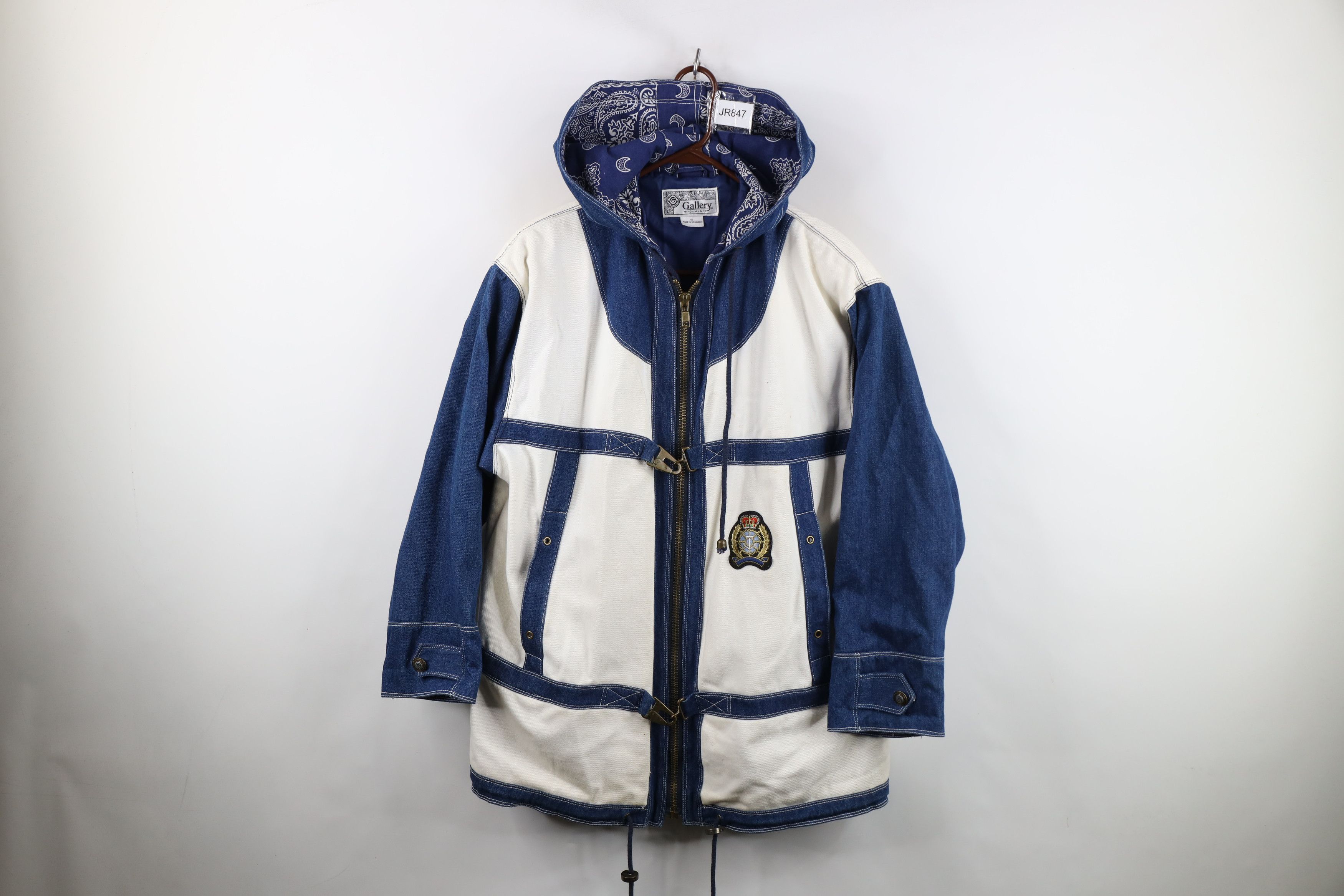 Vintage Vintage 90s Streetwear Hook Clasp Denim Hooded Parka Jacket Size XL / US 12-14 / IT 48-50 - 1 Thumbnail