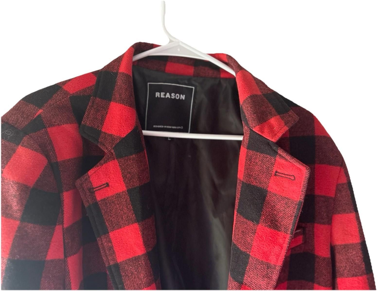 Reason Reason Clothing Red & Black Buffalo Plaid Blazer Jacket Size XL / US 12-14 / IT 48-50 - 2 Thumbnail