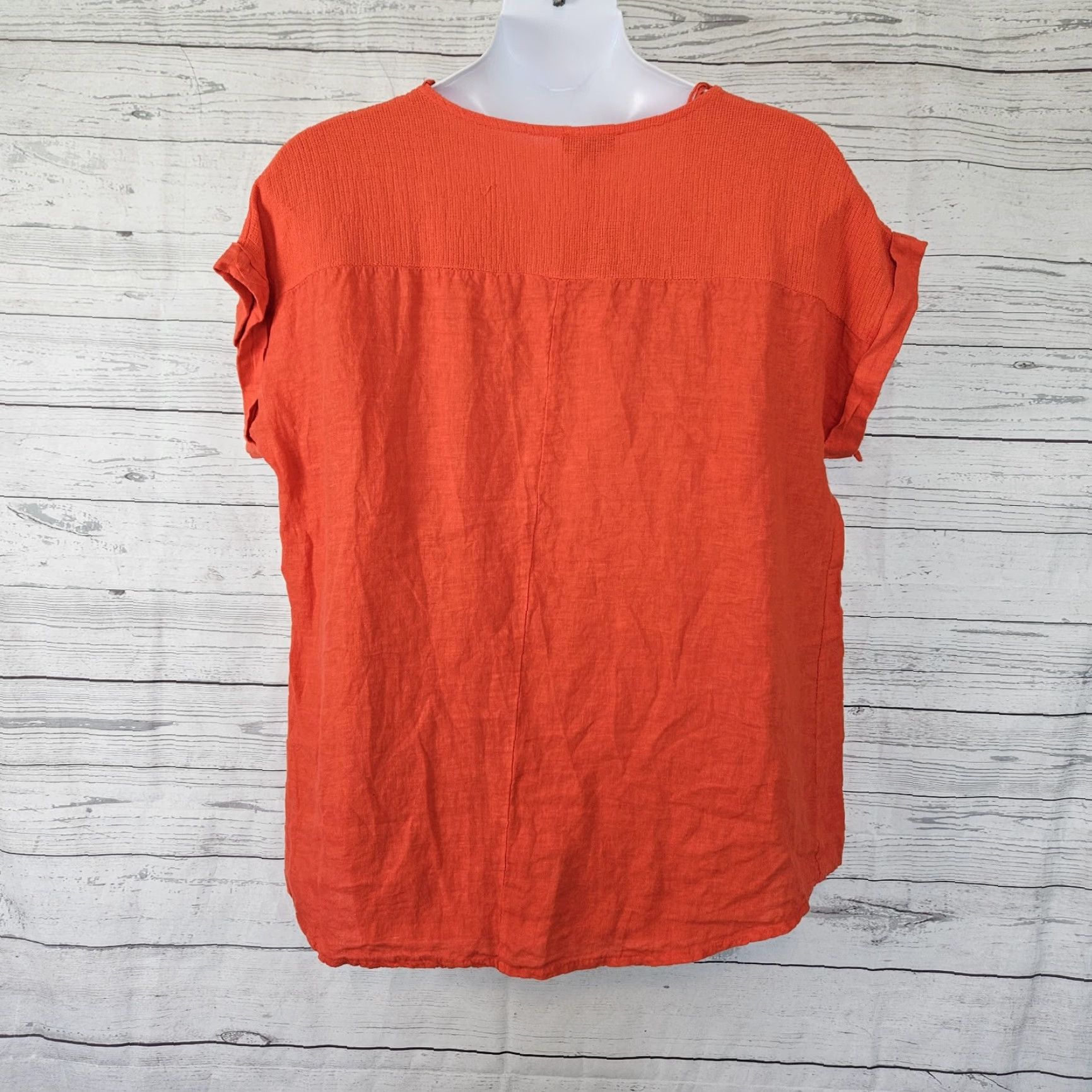 Vintage VINTAGE Saiph Lab Womens Linen Top Sz 2X Orange Short Sleeve Blouse Womens Size XXL / US 16-18 / IT 52-54 - 3 Thumbnail