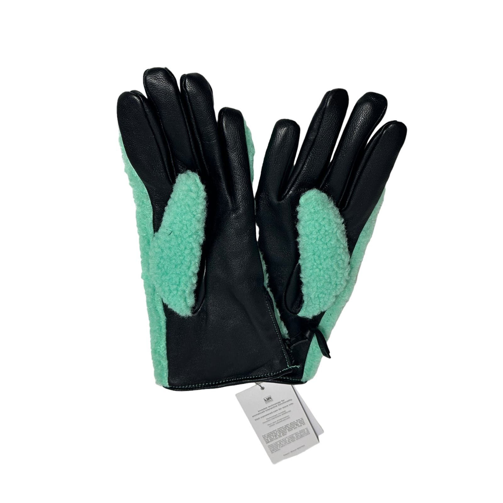 Ugg UGG Leather & Faux Shearling Gloves MEDIUM PALE EMERALD Size ONE SIZE - 2 Thumbnail