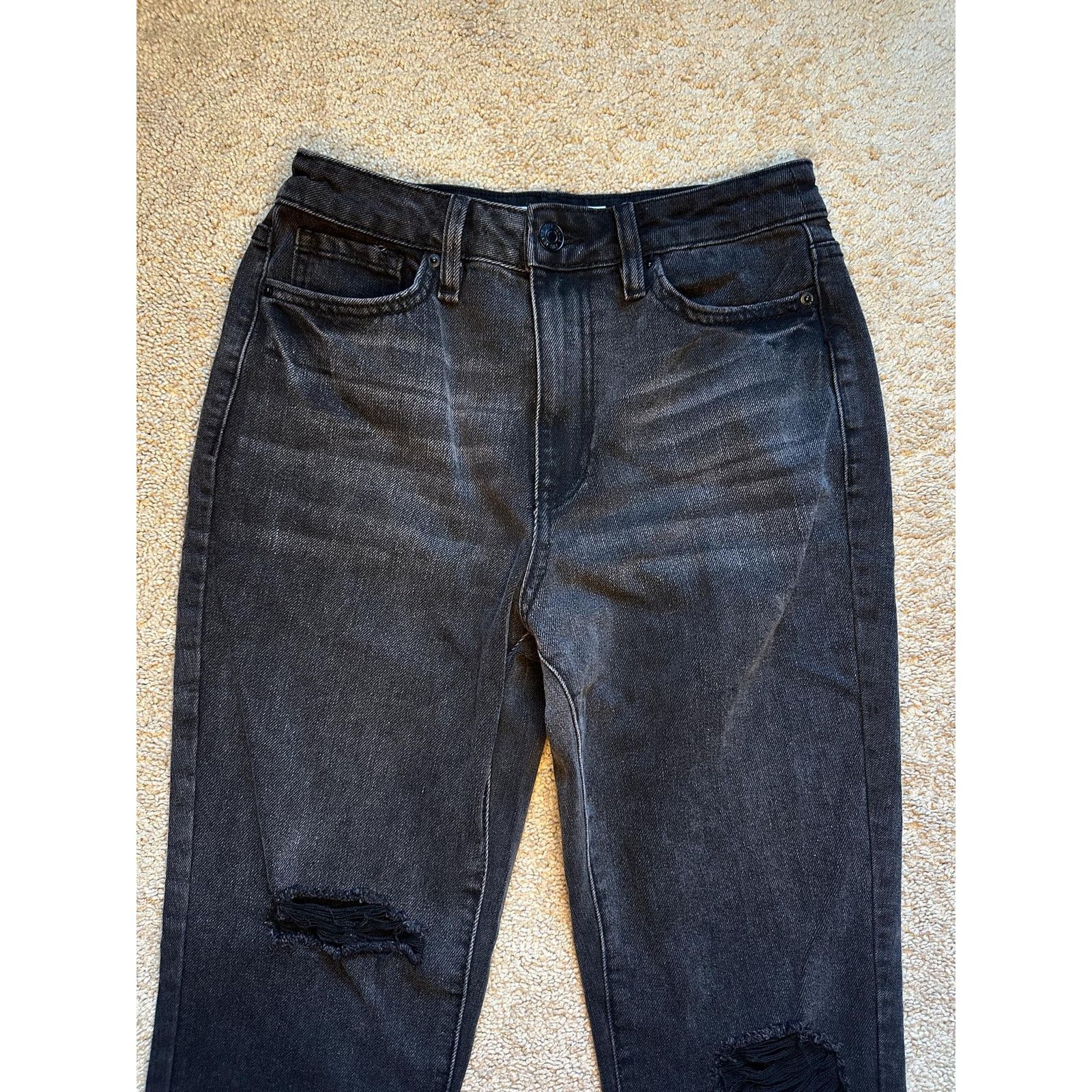 Other YMI Dream Denim Distressed Straight Jeans Black Women's 28 Size 28" / US 6 / IT 42 - 6 Thumbnail