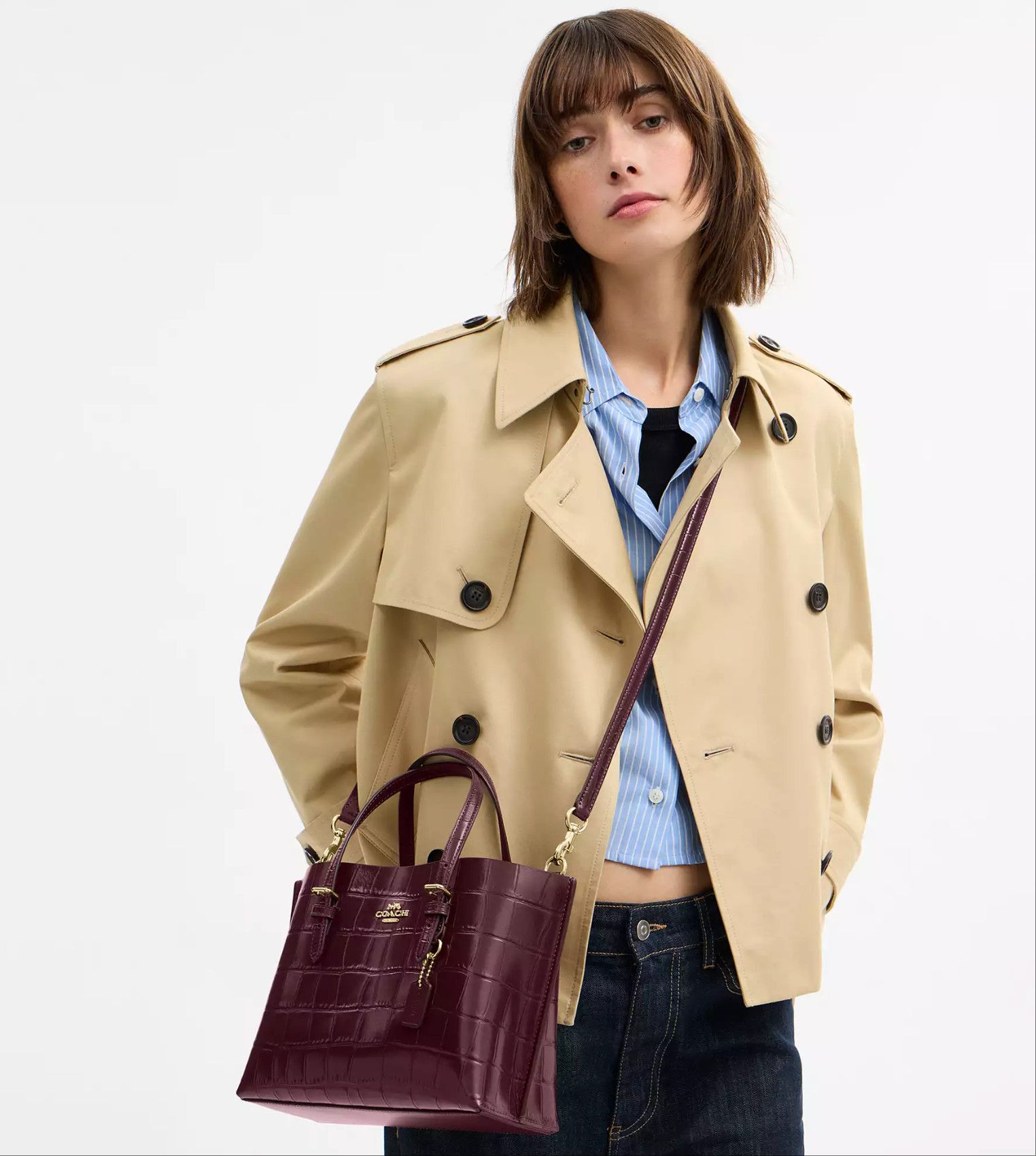 Coach NWT Coach Mollie Tote Bag 25 CW017 Dark Wine Size ONE SIZE - 9 Thumbnail