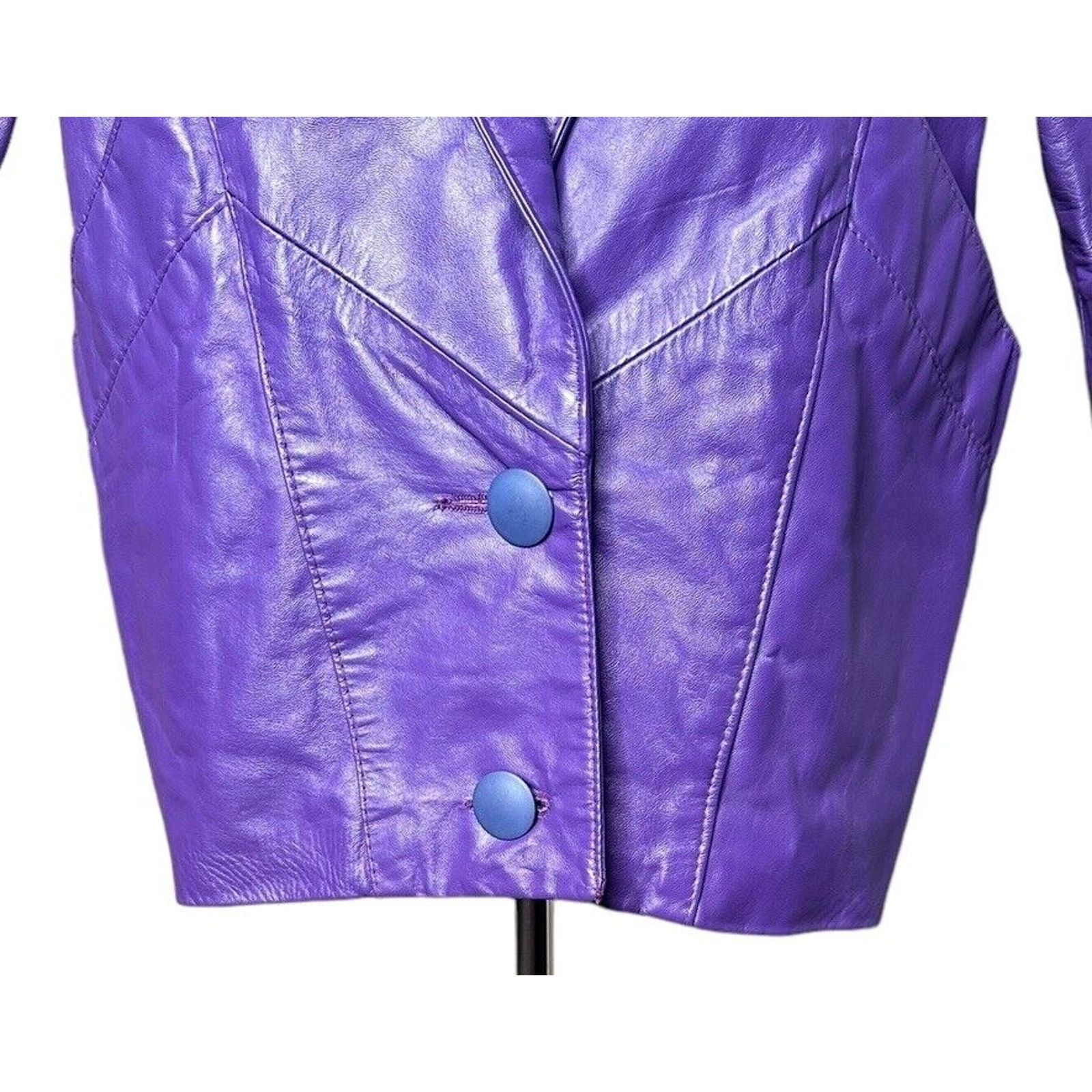 Other Vtg 90s Outerwear by Pheonix Purple Leather Jacket Coat SP Size S / US 4 / IT 40 - 3 Thumbnail
