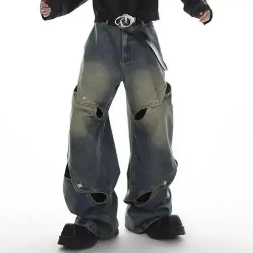 Other High Street Patchwork Loose Hollow Out Denim Pant Size US 31 - 4 Thumbnail