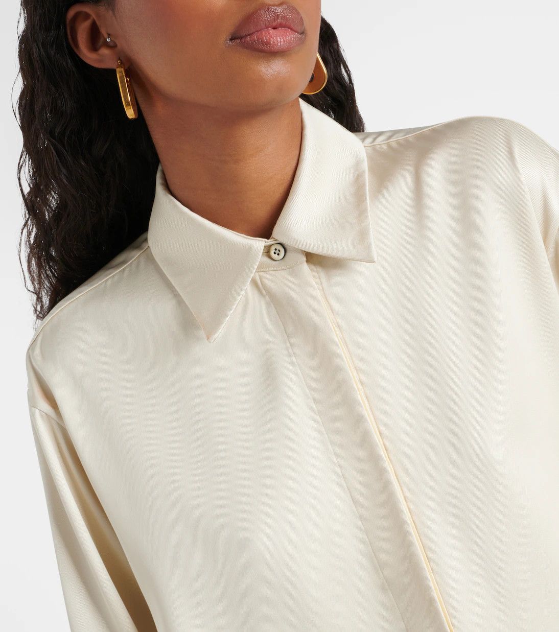 Jil Sander o1loc1c0426 Oversized Satin Shirt in Beige Size L / US 10 / IT 46 - 4 Thumbnail