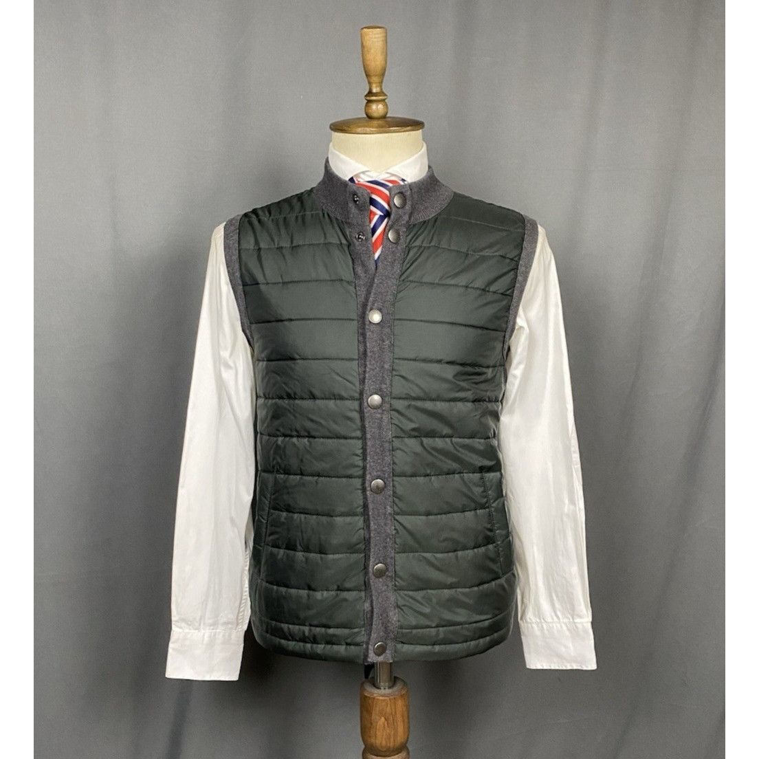 Barbour Barbour Men's Green Gray Quilted Padded Vest Gilet Size M Size US M / EU 48-50 / 2 - 1 Thumbnail