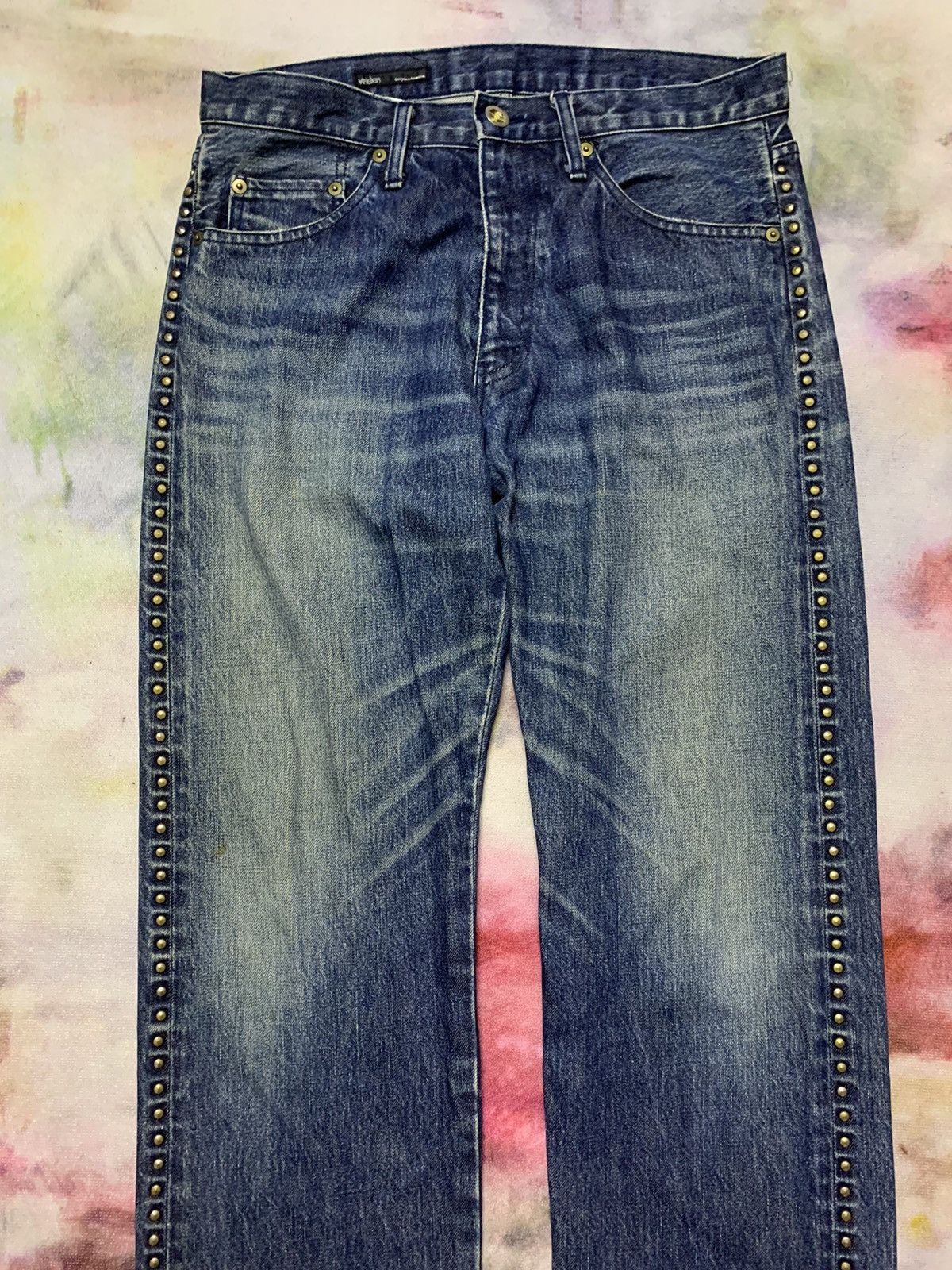 Hysteric Glamour Japanese Brand Viridian Studded Side Washed Denim Size US 32 / EU 48 - 2 Thumbnail