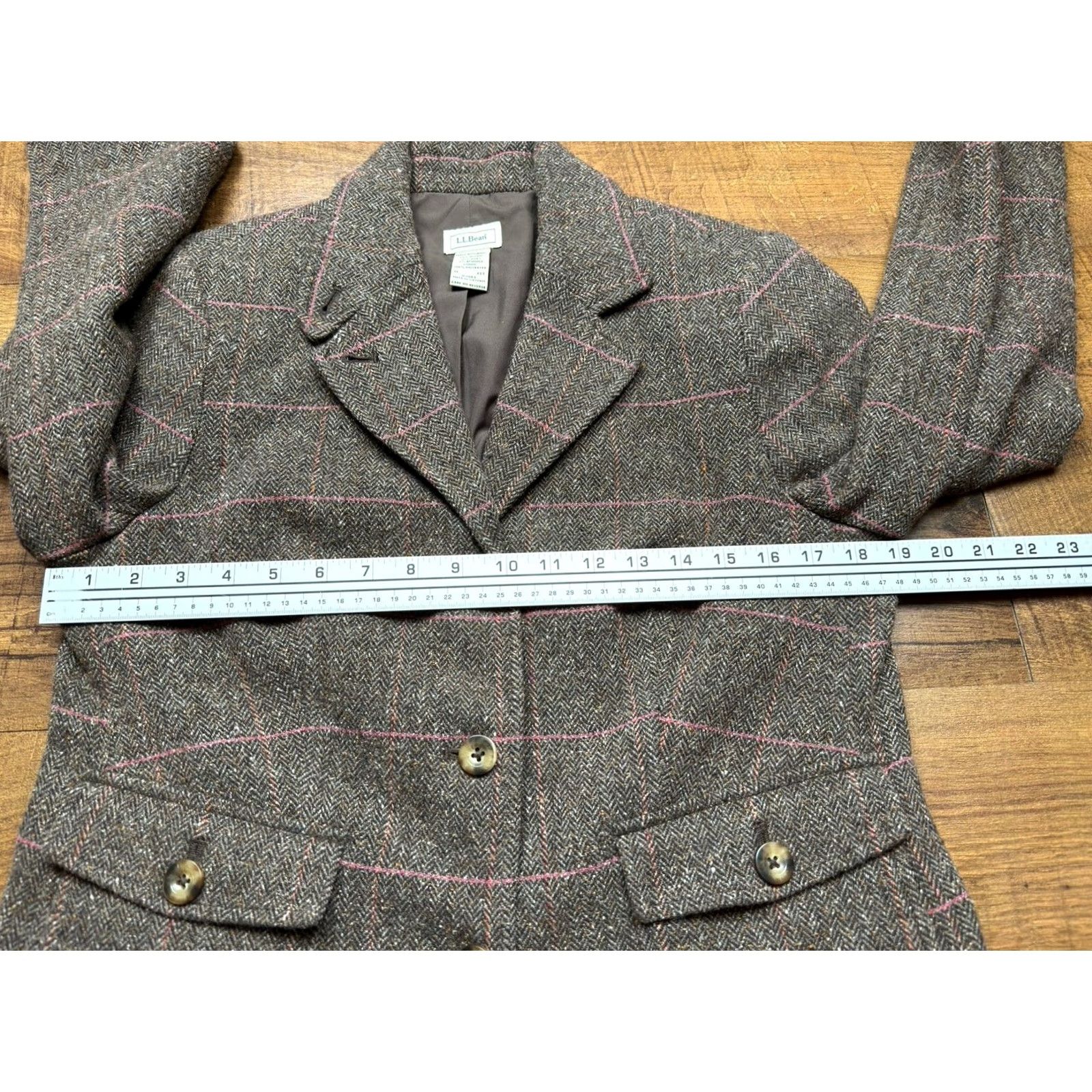 Vintage VINTAGE L.L. Bean Wool Silk Herringbone Tweed Blazer Jacket Brown Women’s Medium petite Blazer Women’s Brown PM Petite Mens Girls Size M / US 6-8 / IT 42-44 - 7 Thumbnail