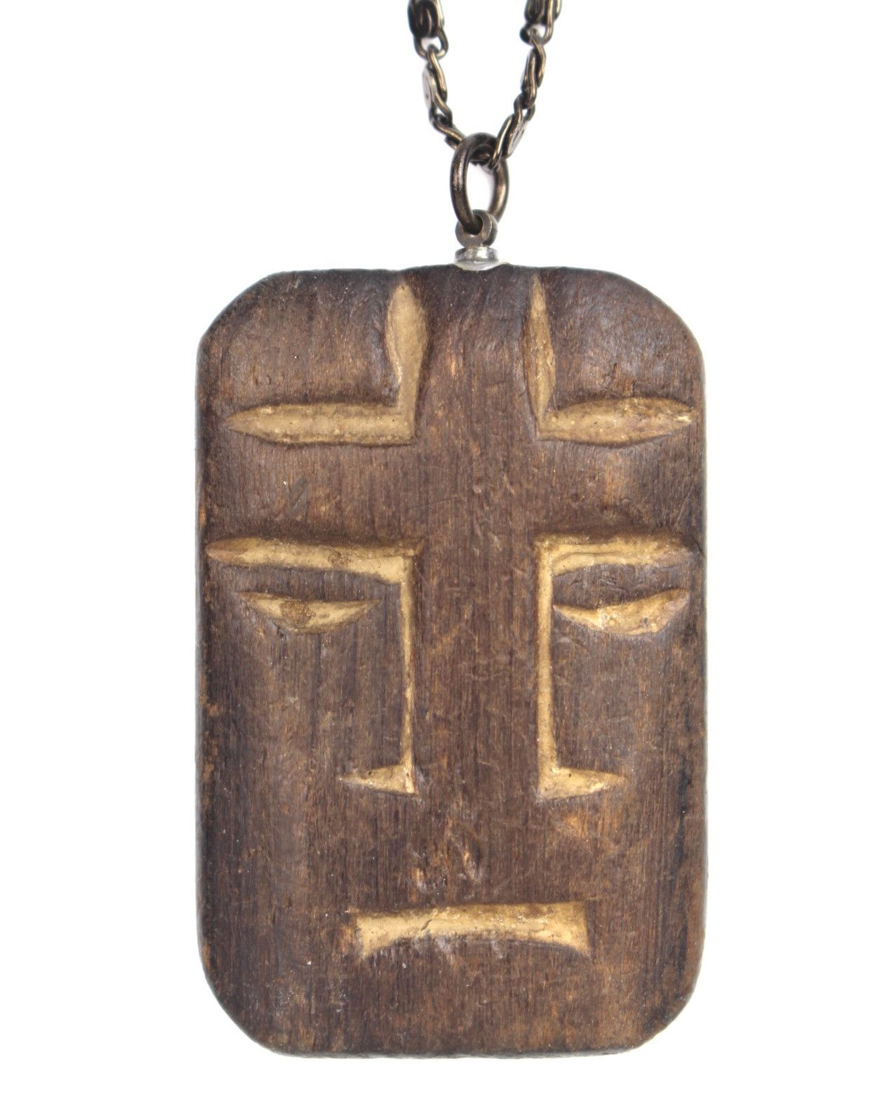 Vintage 2000S HAND-CARVED WOODEN TRIBAL MASK PENDANT NECKLACE Size ONE SIZE - 1 Thumbnail