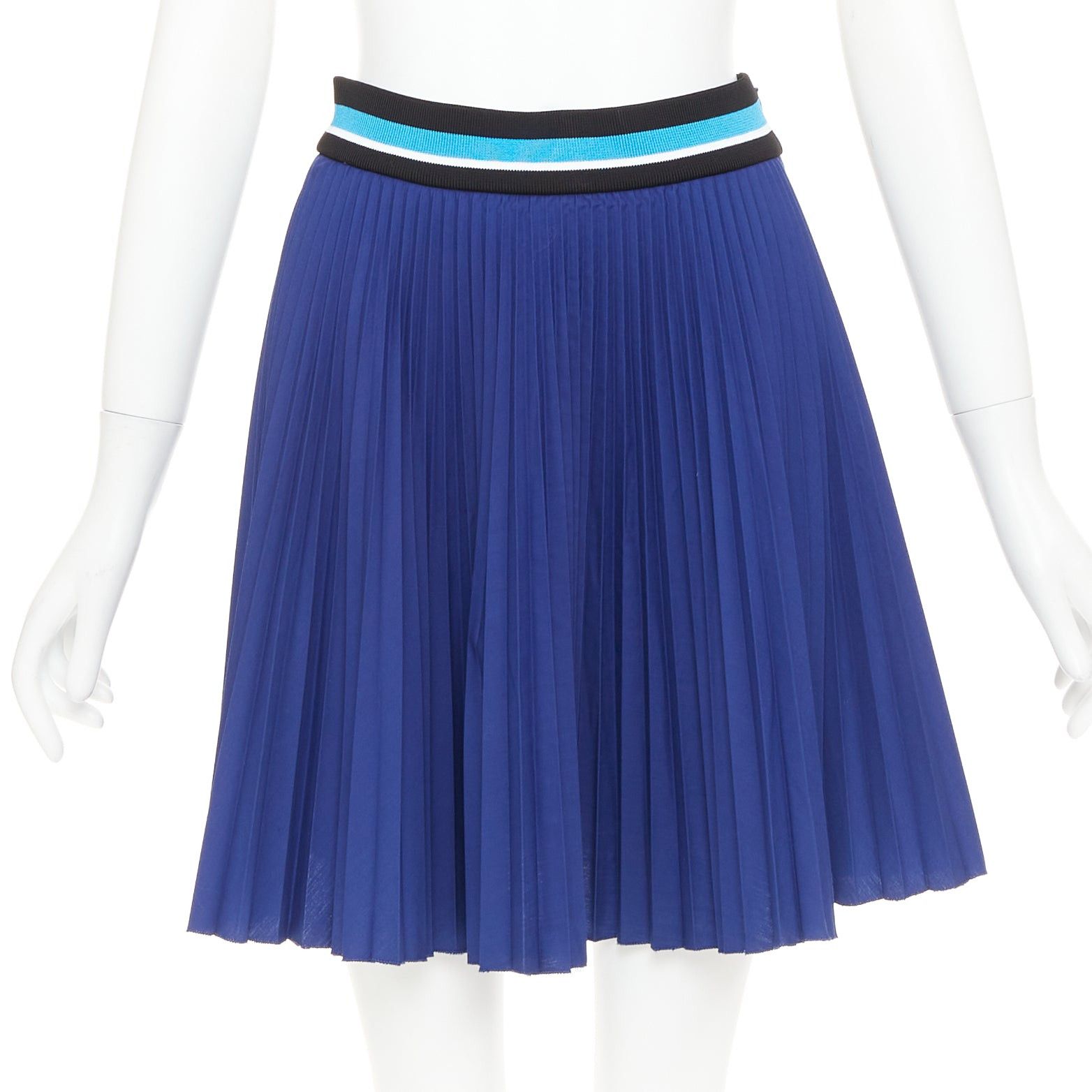 Prada PRADA 2014 royal blue ribbed waistband accordion pleated tennis skirt IT38 XS Size 26" / US 2 / IT 38 - 1 Thumbnail
