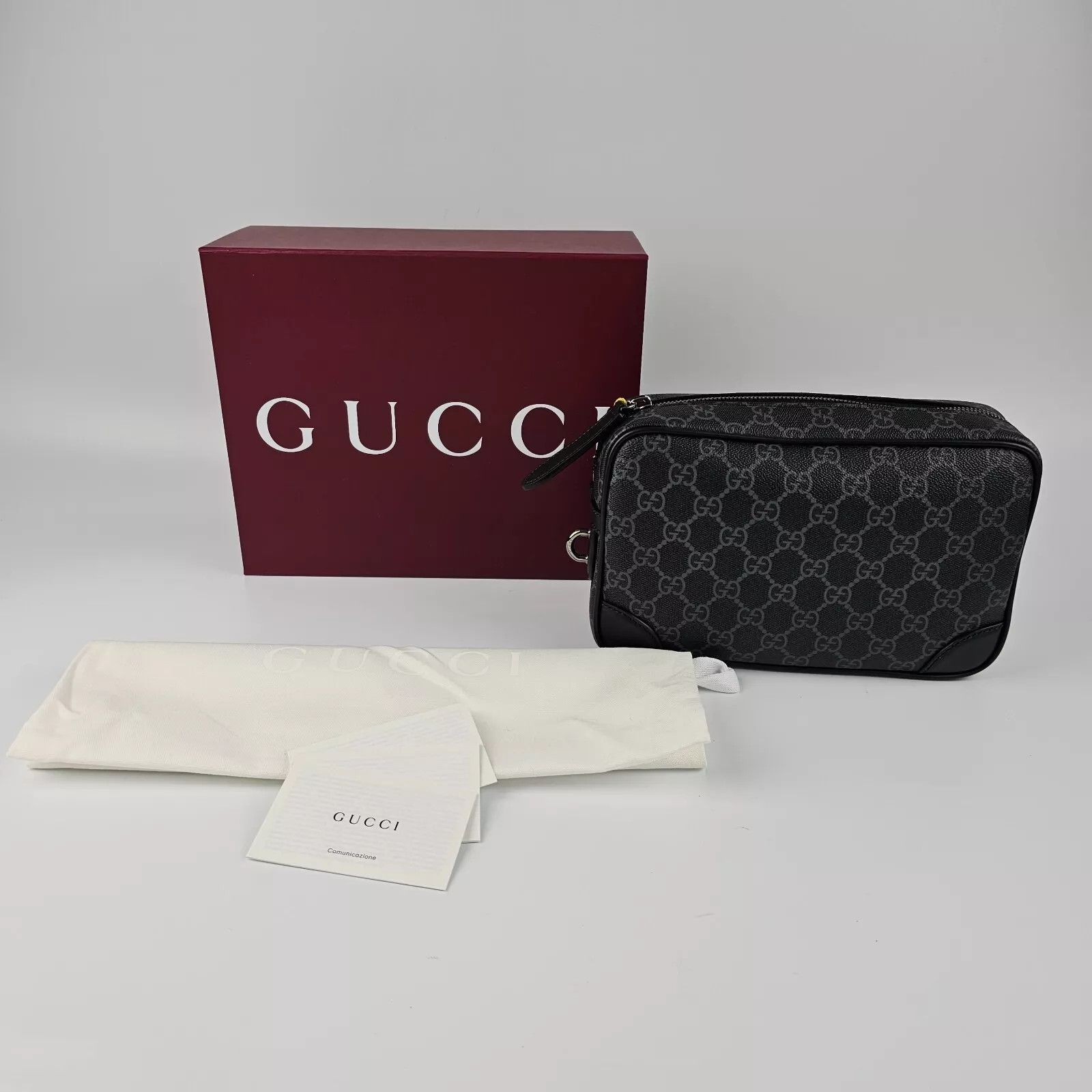 Gucci GUCCI GG Emblem Small Black Fabric Toiletry Case Size ONE SIZE - 1 Thumbnail