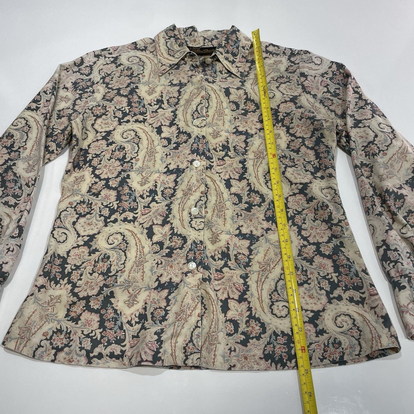 Chaps VTG Golden Threads M Shirt Button Long Sleeve Paisley Shirt Size M / US 6-8 / IT 42-44 - 4 Thumbnail