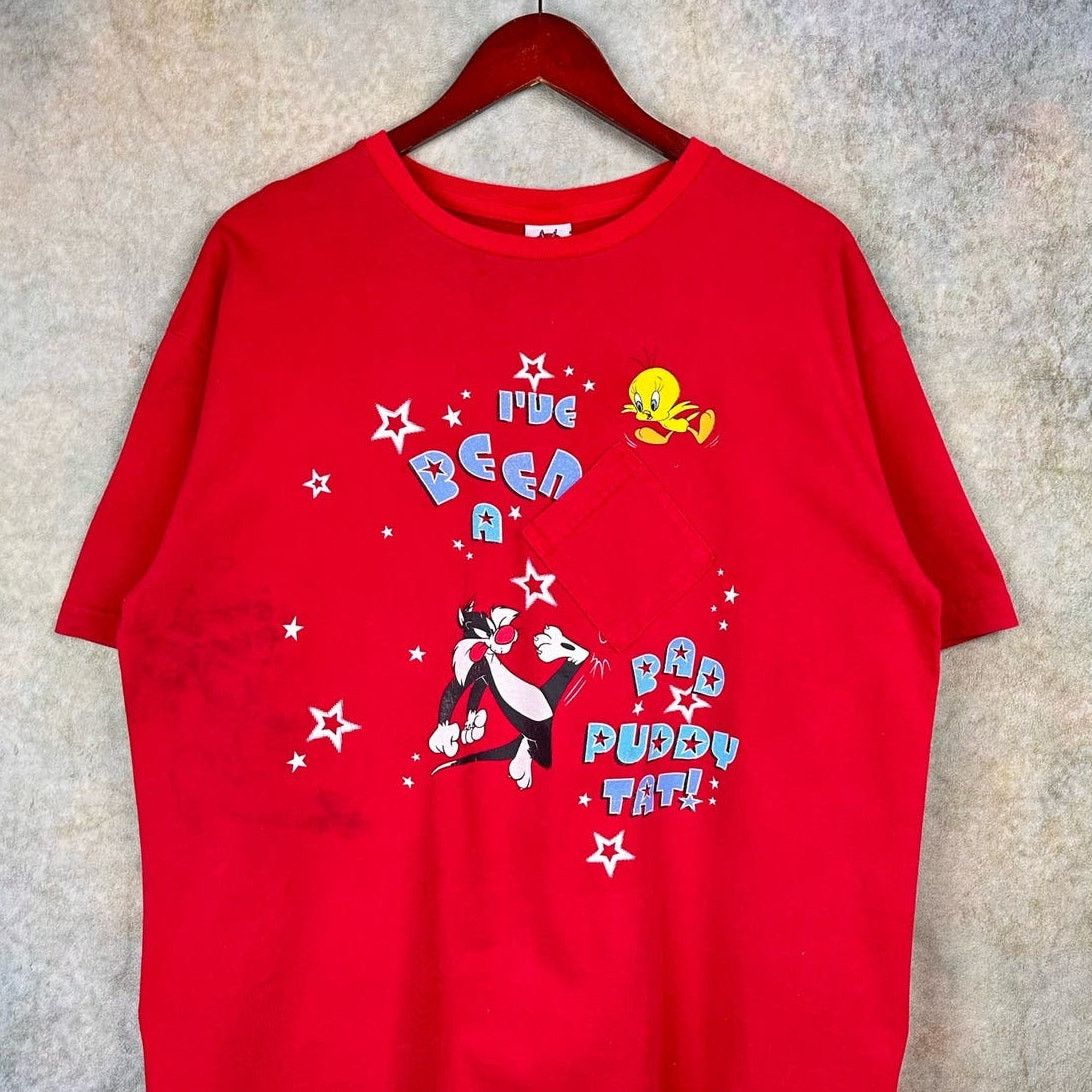 Vintage × Warner Bros Vintage Looney Tunes Tweety T Shirt Mens XL 90s Red Pocket Size US XL / EU 56 / 4 - 2 Thumbnail