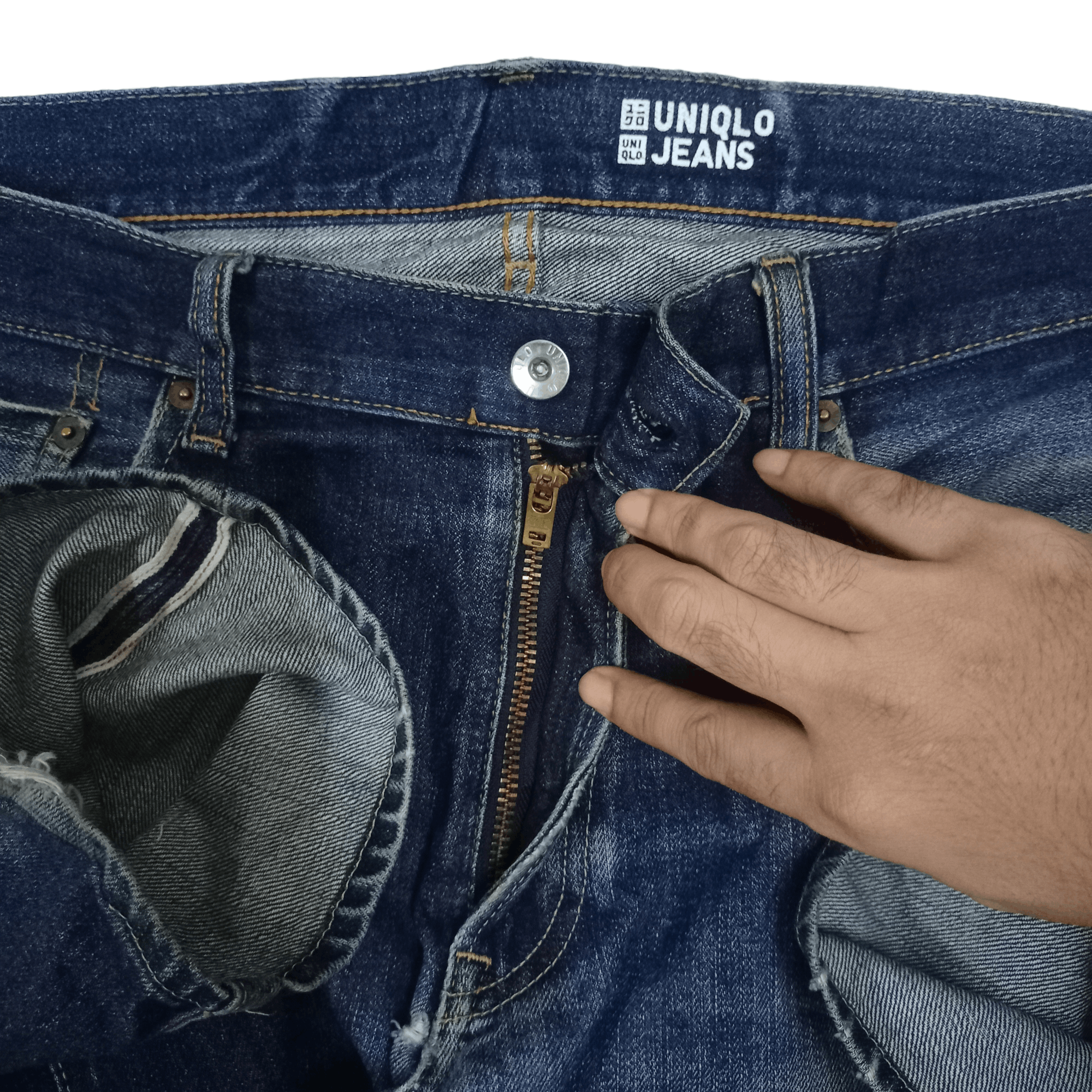 Japanese Brand × Uniqlo Vintage Uniqlo Selvedge Mud Wash Distressed Loose Jeans Size US 36 / EU 52 - 4 Thumbnail