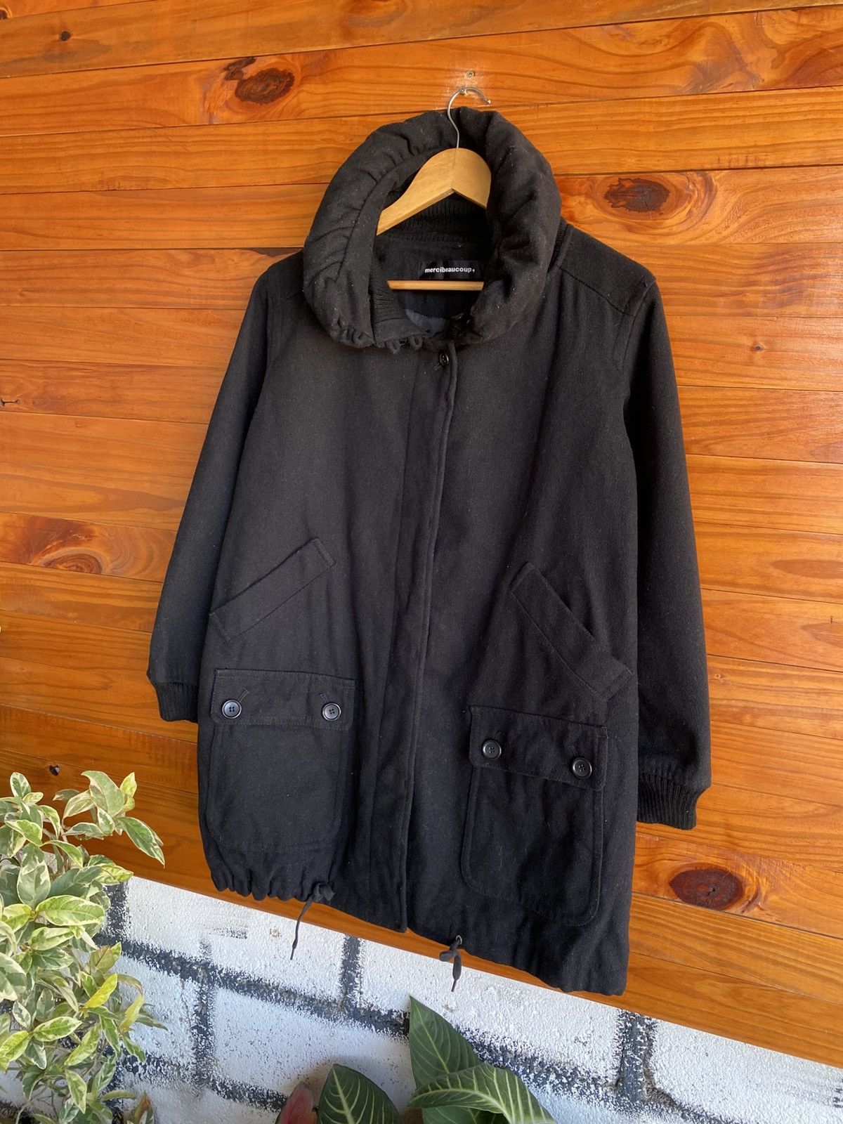 Issey Miyake mercibeaucoup, Black Wool Blend Padded Coat Hooded Jacket Size US S / EU 44-46 / 1 - 4 Thumbnail