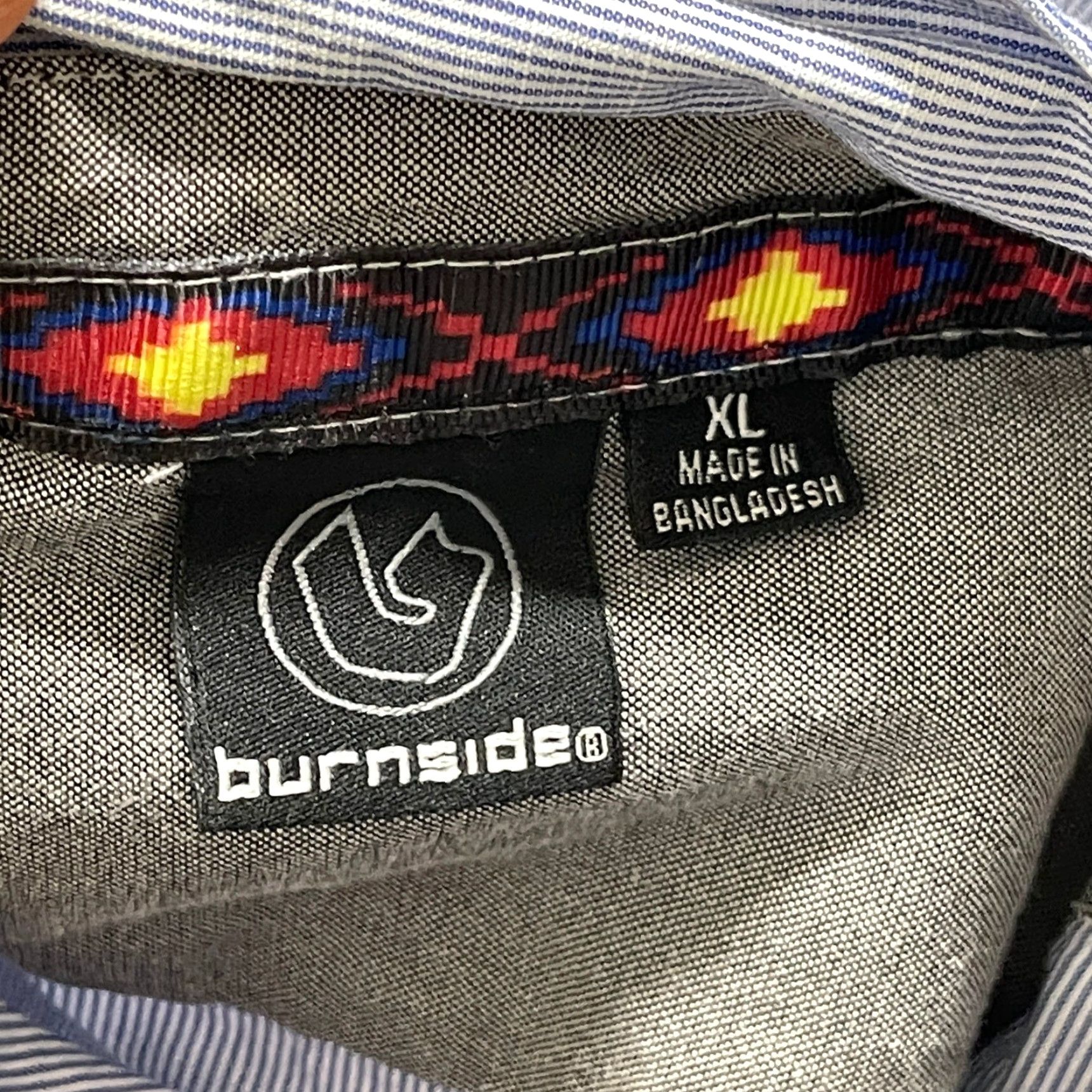 Burnside Burnside Button-Up Shirt Men XL Blue White Striped Missing Button 100% Cotton Size US XL / EU 56 / 4 - 6 Thumbnail