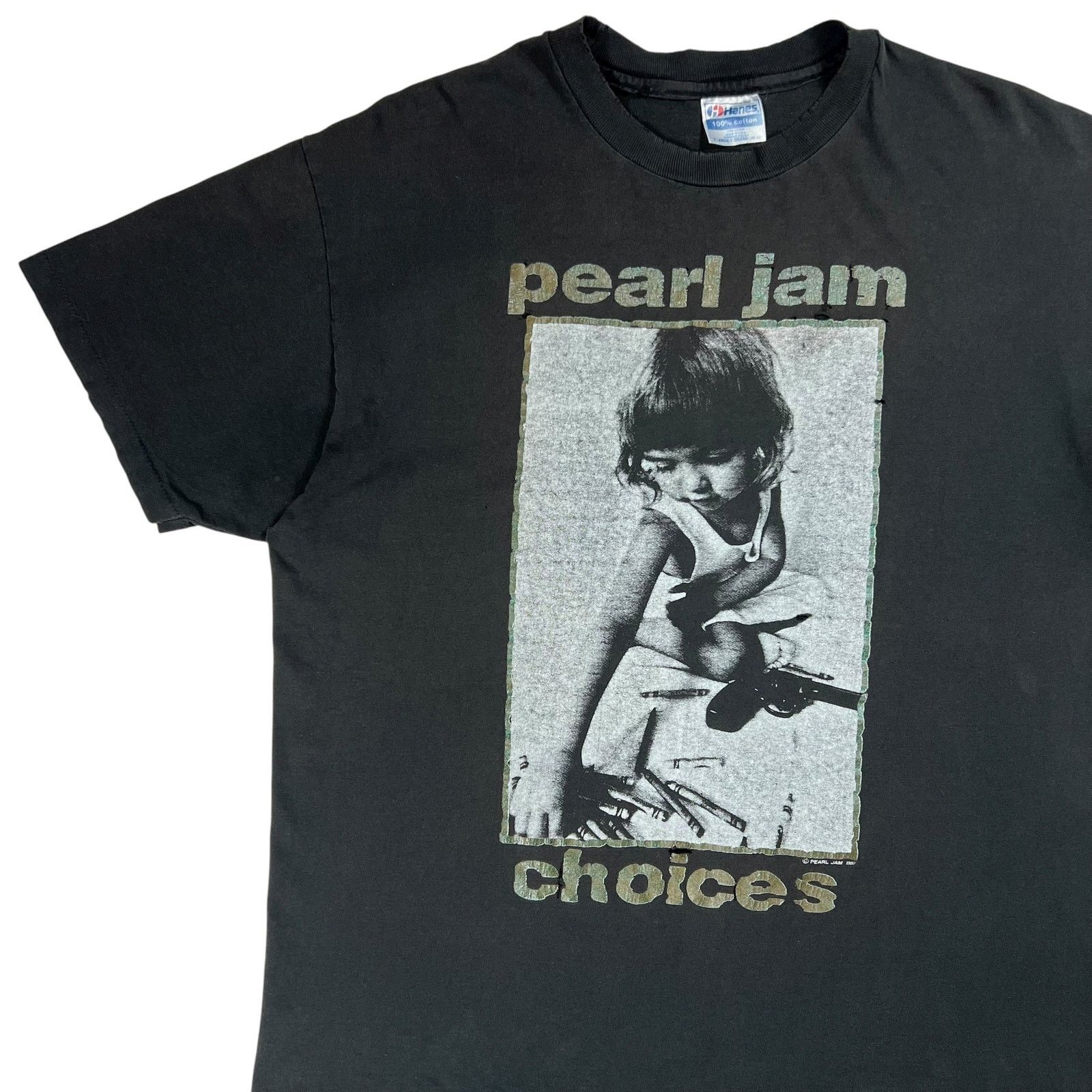 Band Tees × Hanes × Vintage Vintage 1992 Pearl Jam Choices Crayons Gun faded band tee Size US XL / EU 56 / 4 - 4 Thumbnail