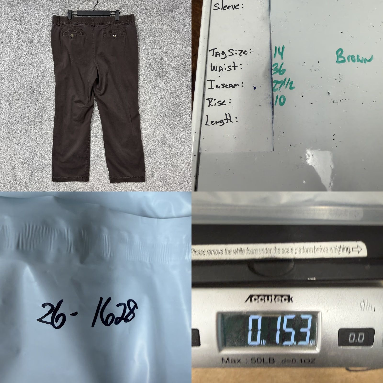 Vintage Christopher & Banks Pants Womens 14 Chino Straight Comfort Waist Brown 36 Inseam 27.5 in Twill Cotton Spandex Casual Pockets Zip Button Flat Front Size 36" / US 14 / IT 50 - 9 Thumbnail