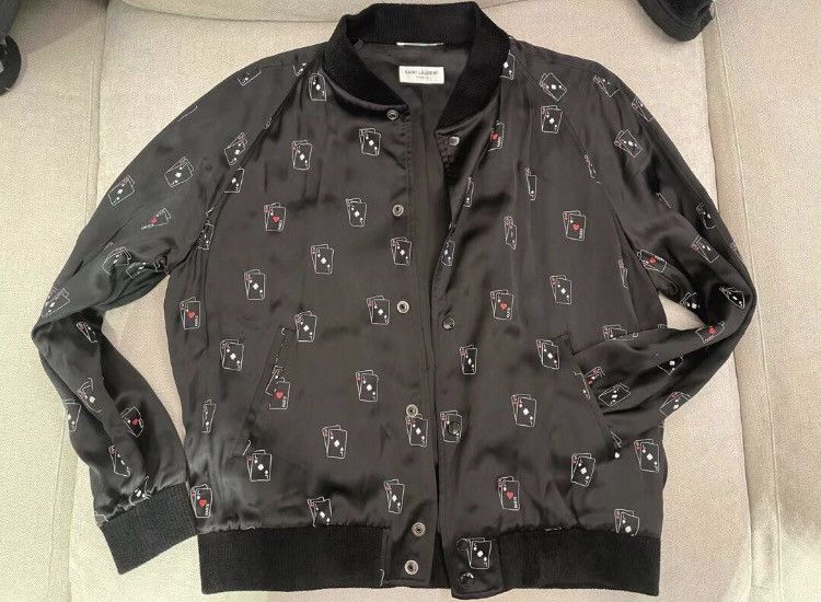 Saint Laurent Paris × Yves Saint Laurent Saint Laurent 18fw black silk poker jacket 2410-Nextarrow Size US L / EU 52-54 / 3 - 1 Thumbnail