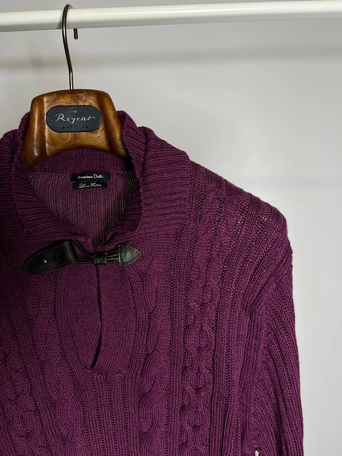 Massimo Dutti Massimo Dutti Purple Cable Knit Sweater XL Linen Cotton Size XL / US 12-14 / IT 48-50 - 3 Thumbnail