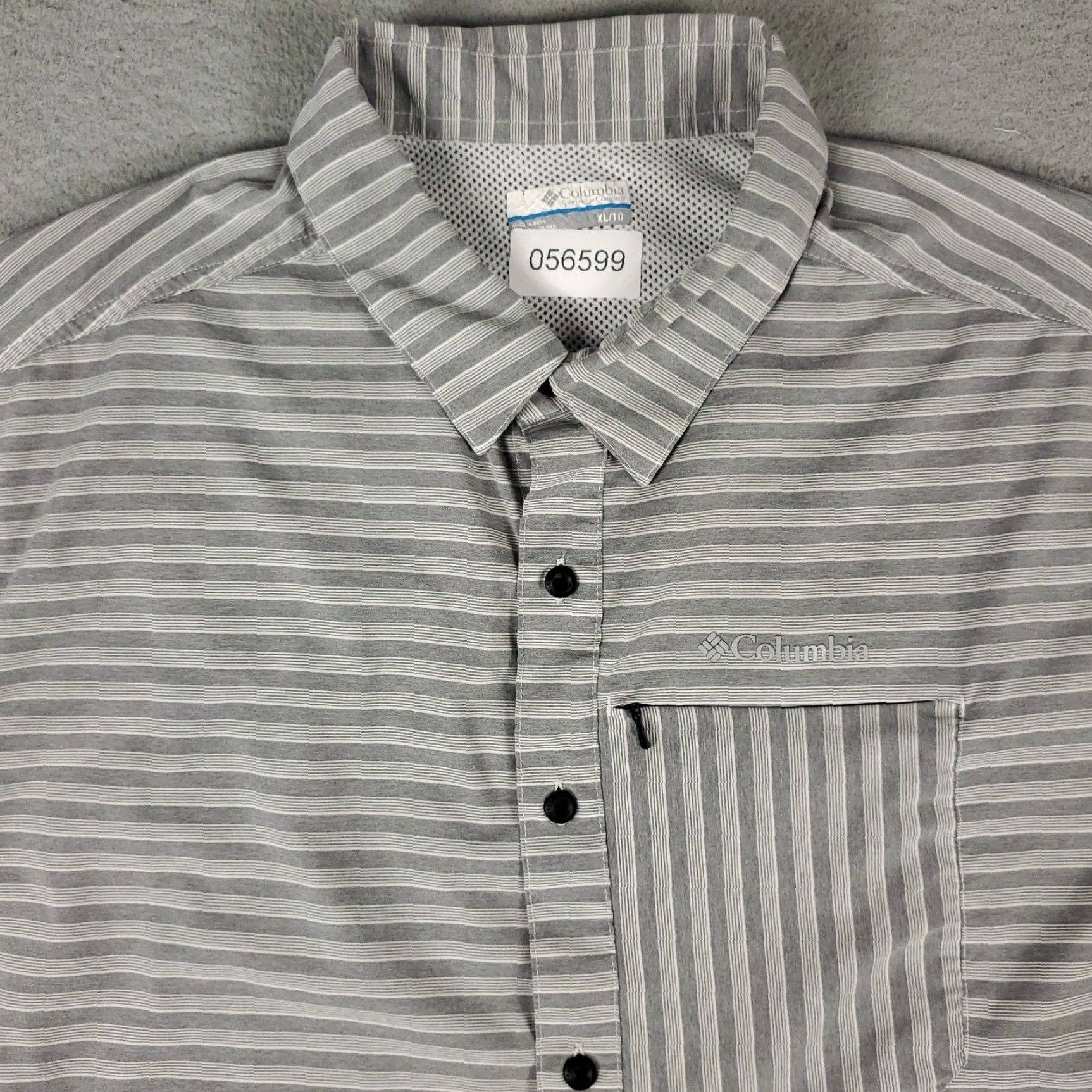 Vintage Columbia Shirt Mens XL Gray Striped Vented Button Up Short Sleeve Size US XL / EU 56 / 4 - 2 Thumbnail