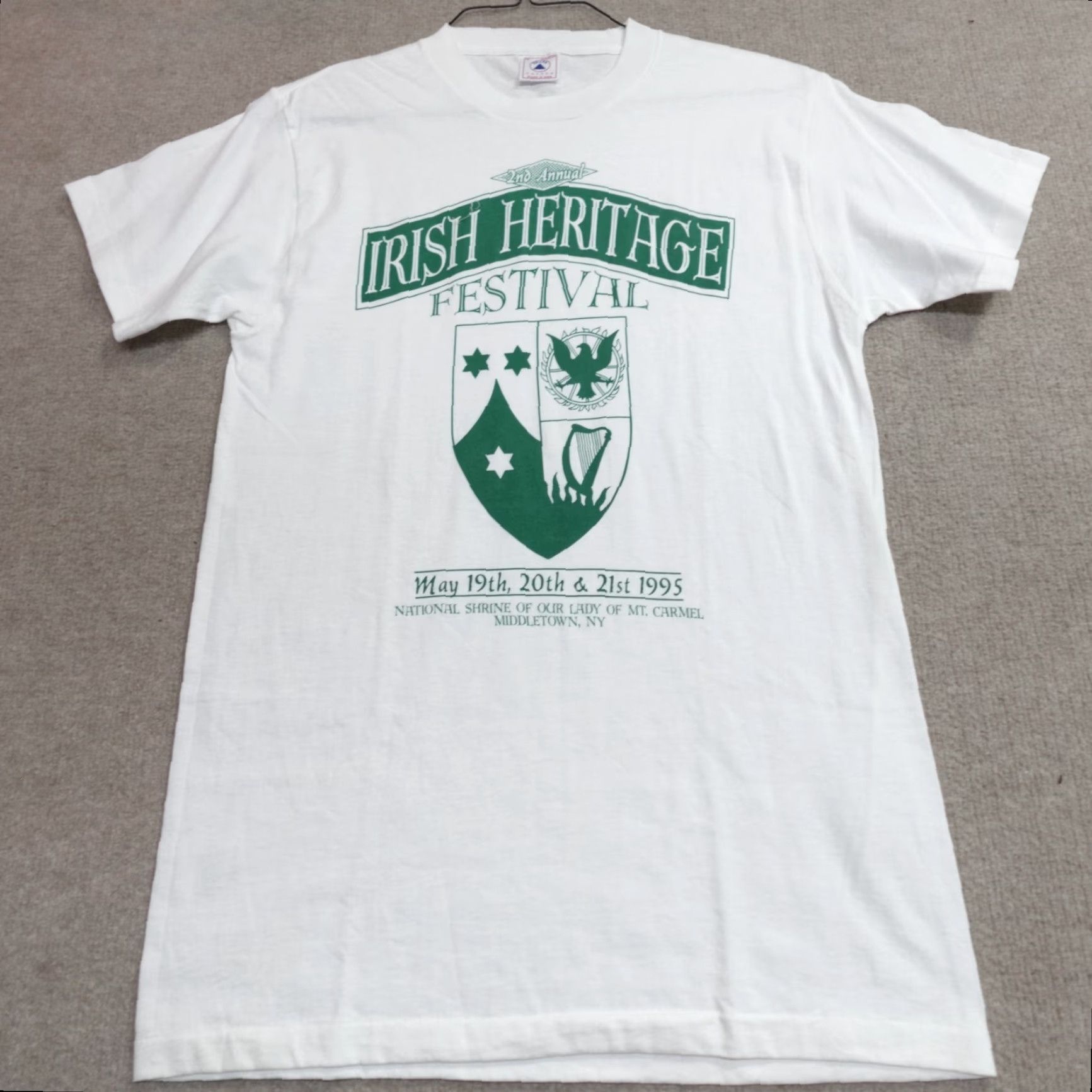 Vintage VINTAGE American Vintage Shirt Mens Small White Irish Heritage Festival Crew Neck T-Shirt 1990s USA 1995 Size US S / EU 44-46 / 1 - 2 Thumbnail
