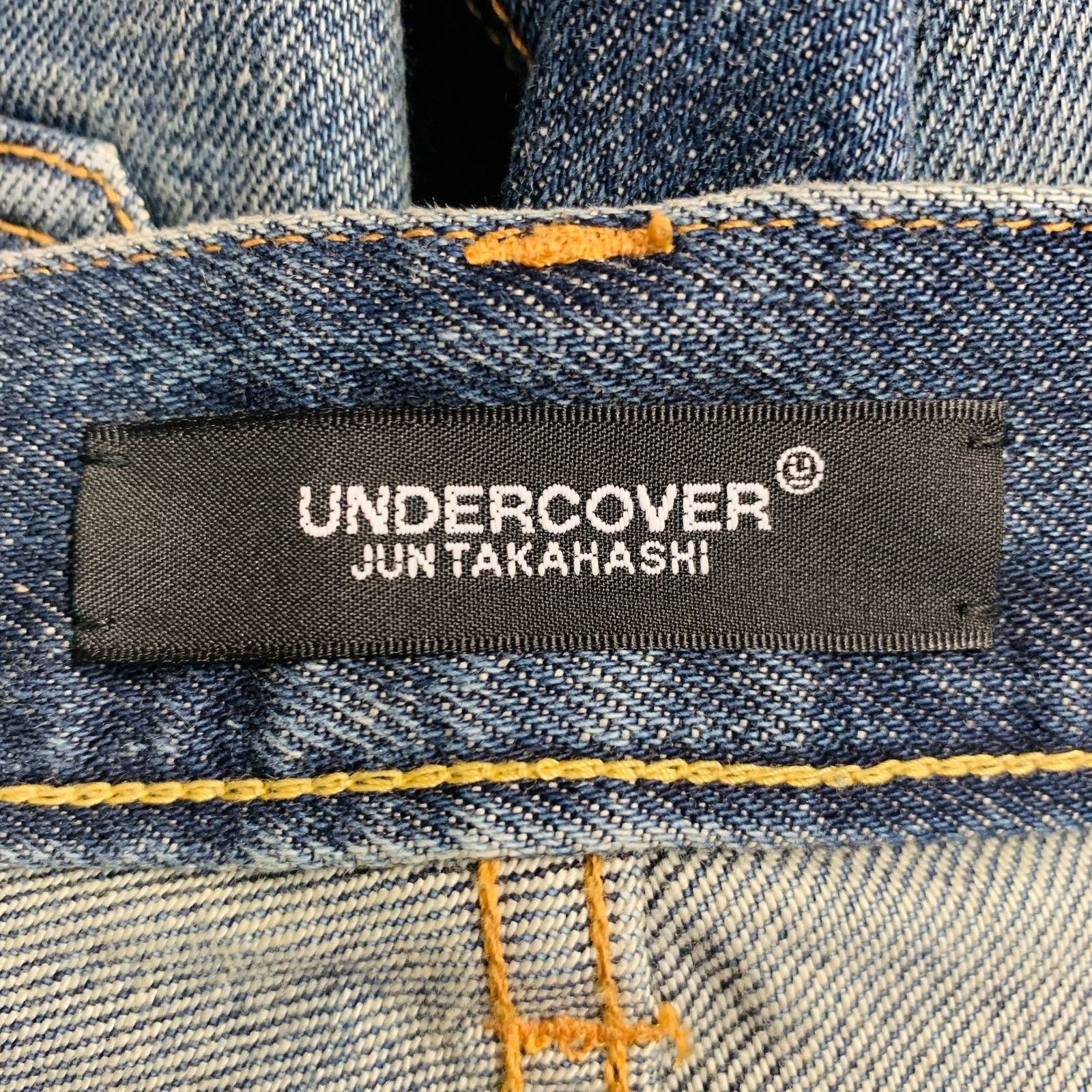 Undercover Blue Multi-Color Embroidery Cotton Relaxed Drop-Crotch Jeans Size US 32 / EU 48 - 5 Thumbnail
