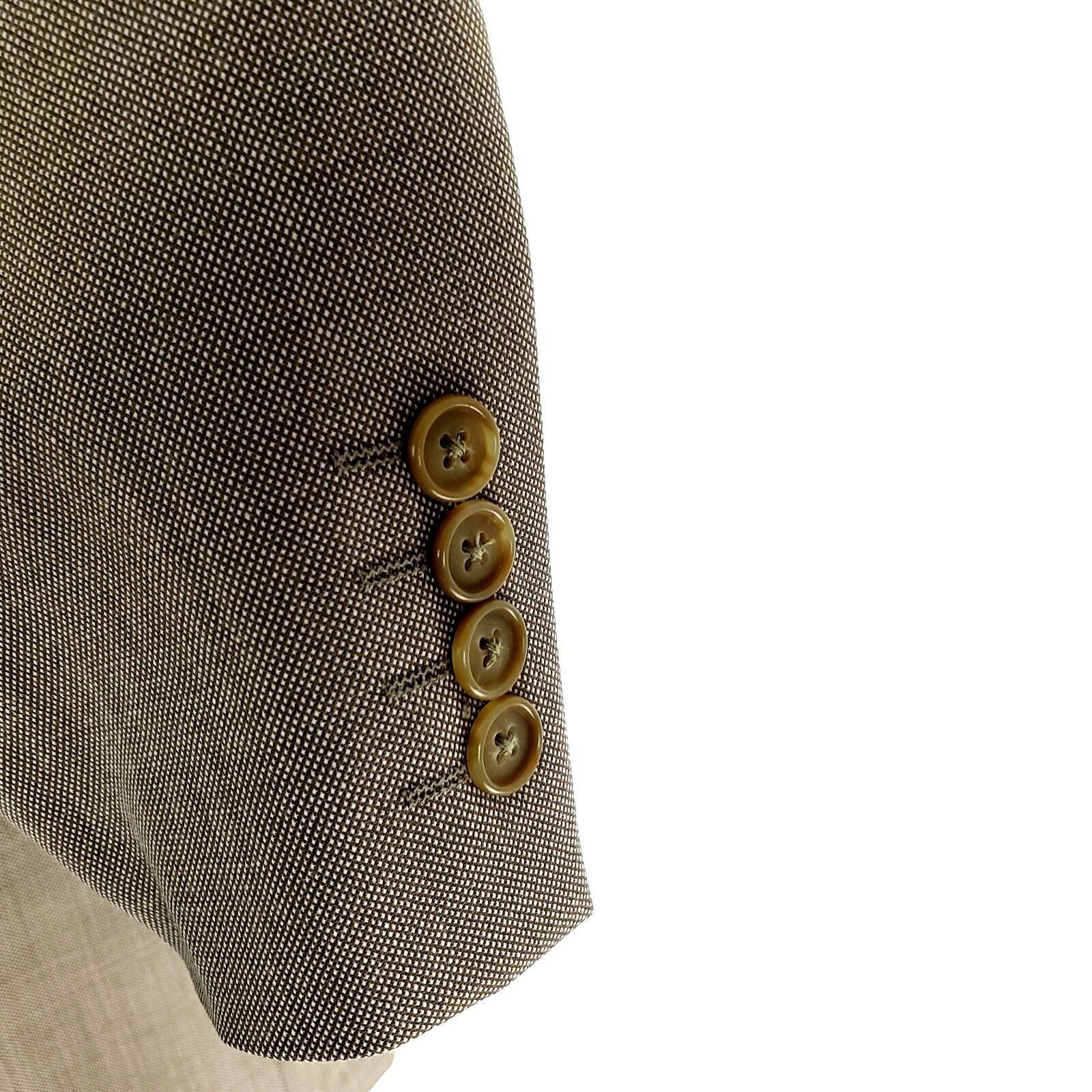 Pronto Uomo Pronto Uomo Super 120s Wool 2 Button Blazer 42R Check Tan Be Size 42R - 4 Thumbnail