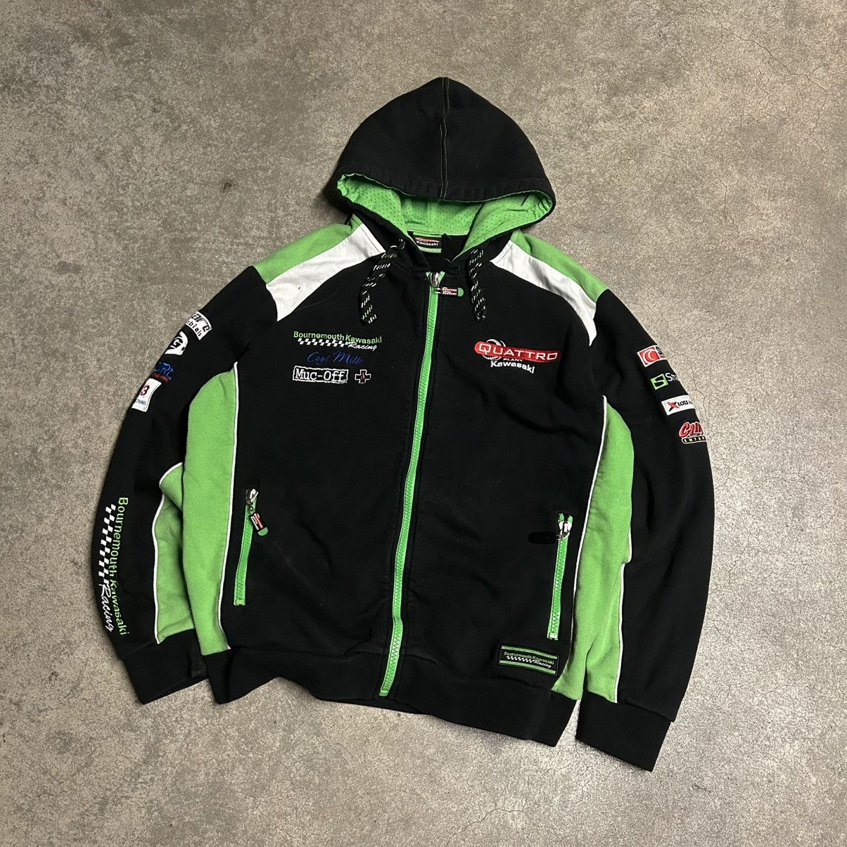 Vintage Y2K Kawasaki Racing Zip Up Hoodie Asap Rocky Style Japan Size US M / EU 48-50 / 2 - 2 Thumbnail