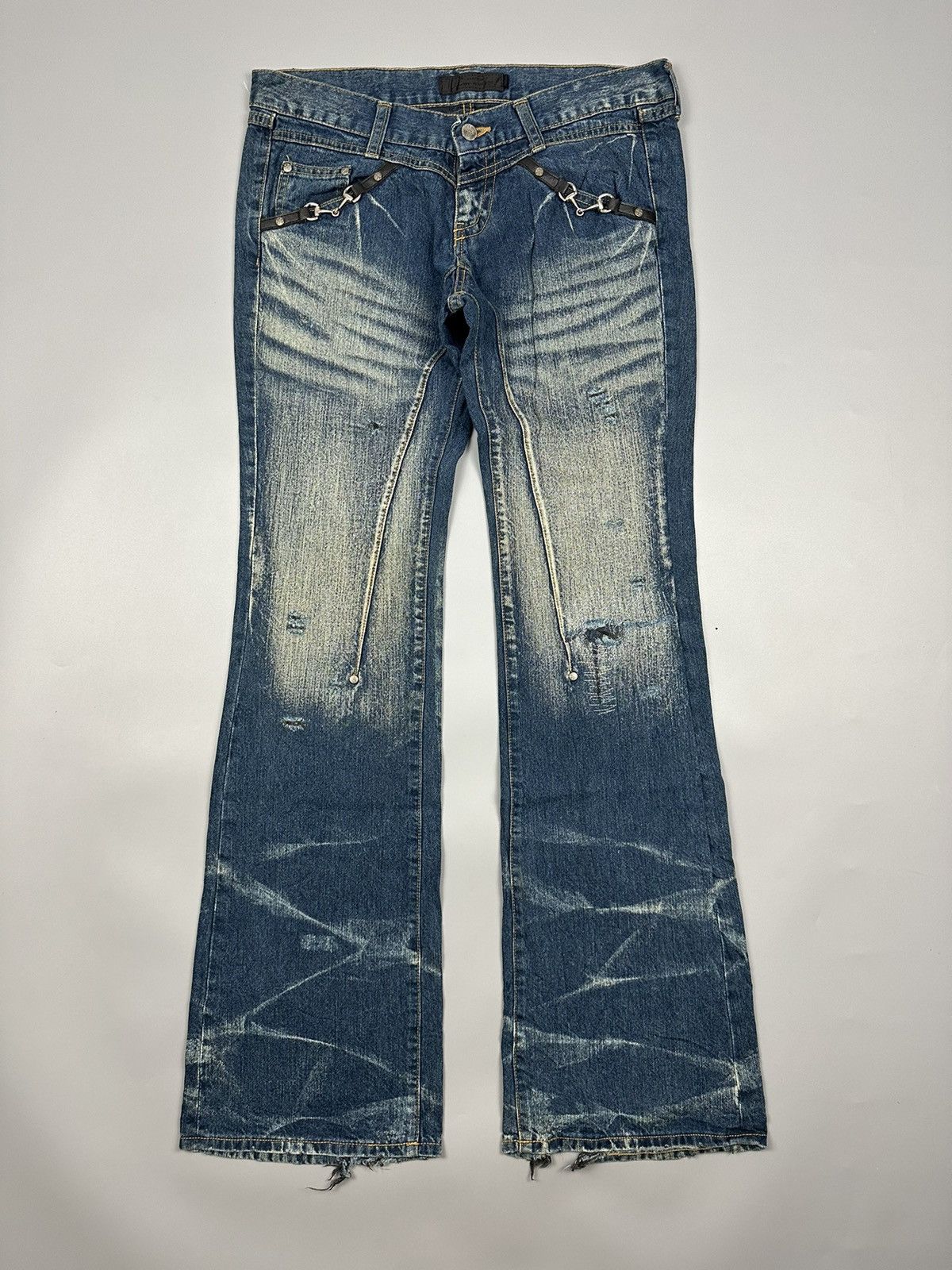 If Six Was Nine × Le Grande Bleu (L.G.B.) Vintage Jack Rose Sanko Co. Ltd Whiskered Flared Denim Size US 32 / EU 48 - 1 Thumbnail